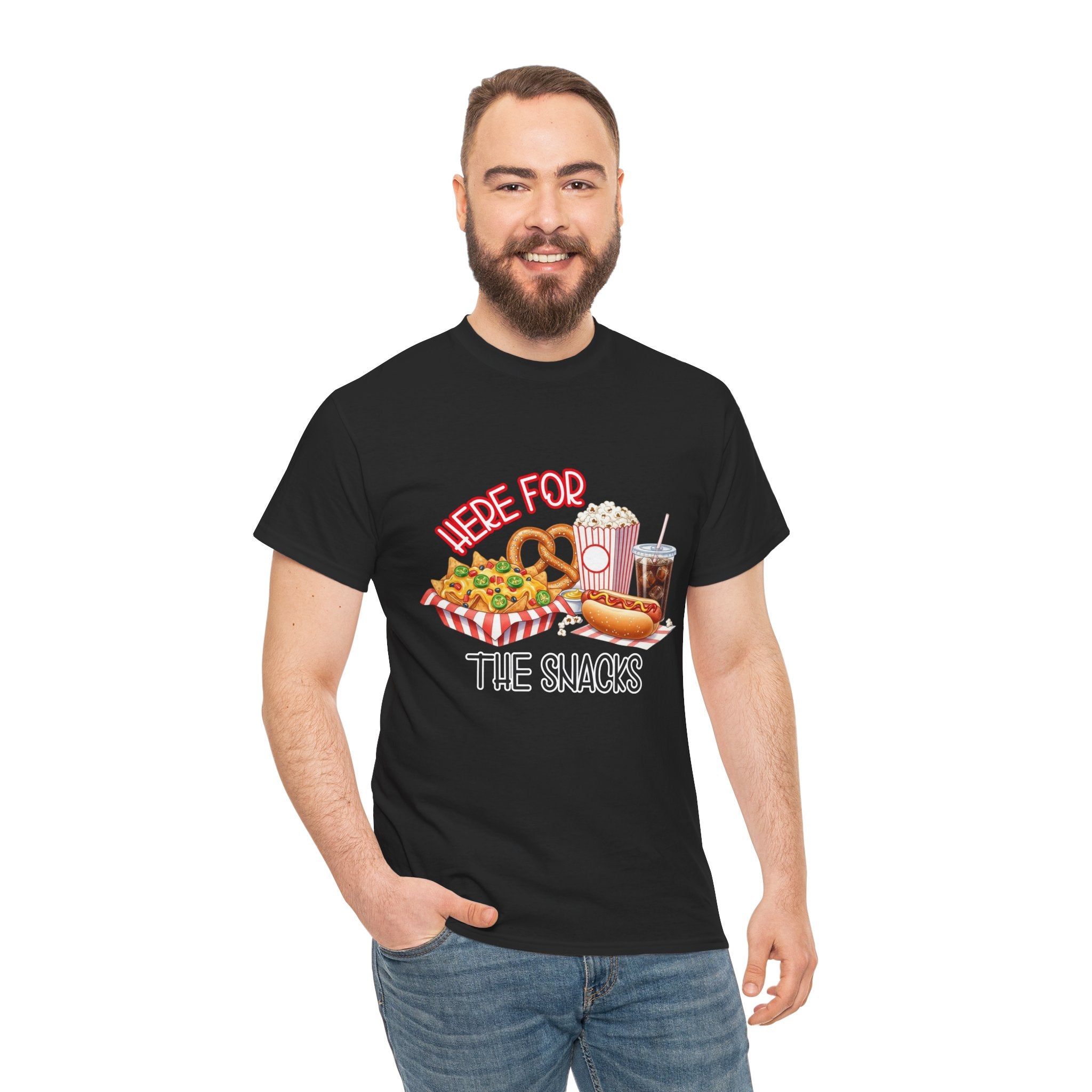 Here For The Snacks T-Shirt |Ballpark Snacks Nachos Popcorn Pretzel Soda