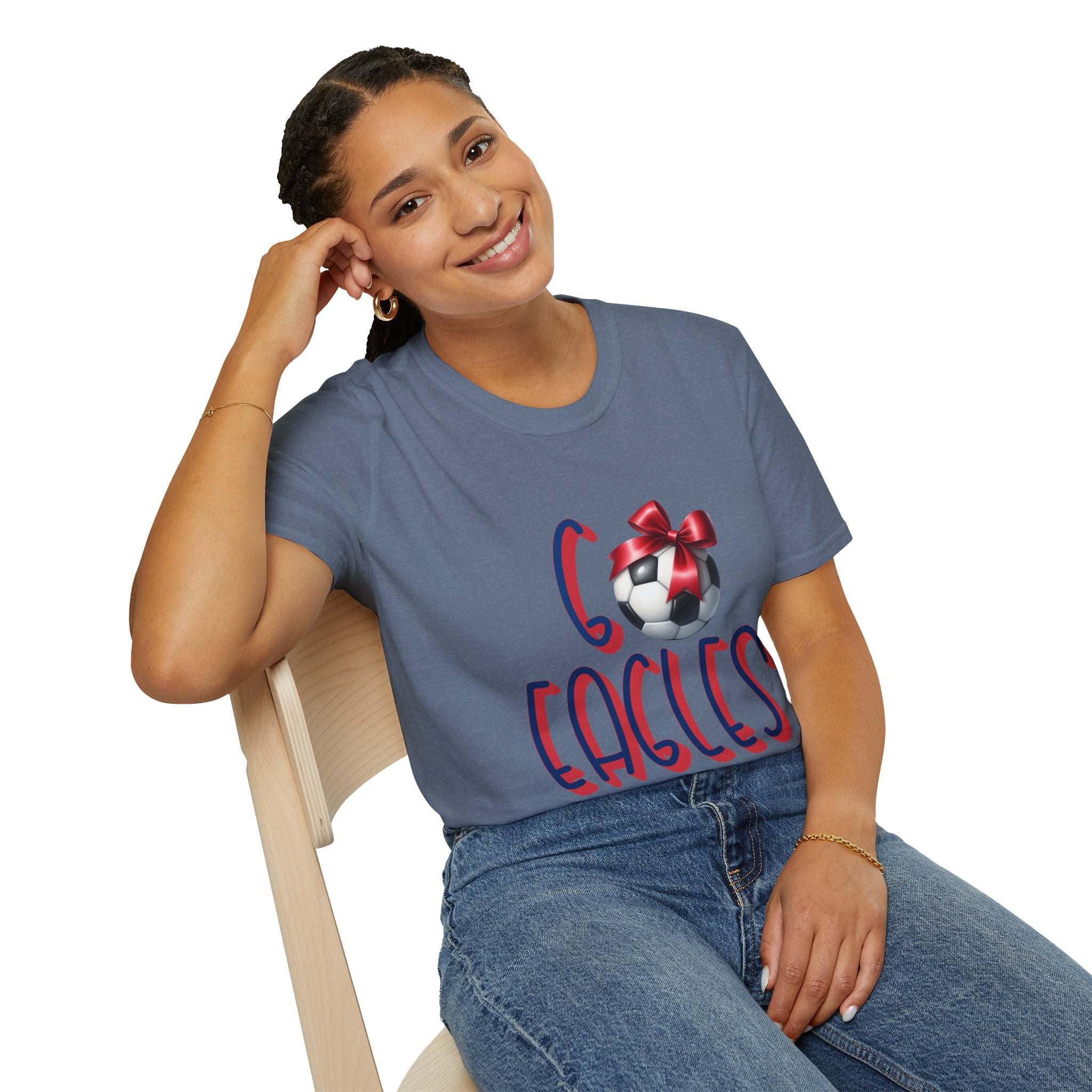 Eagles Soccer Ball Graphic T-Shirt | Red Blue Script