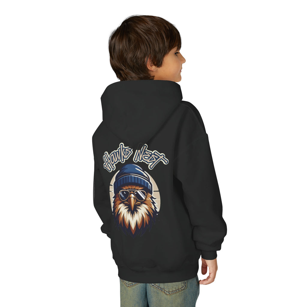 Hawks Nest Eagle Beanie Illustration Hoodie | Youth Hooded Sweatshirt