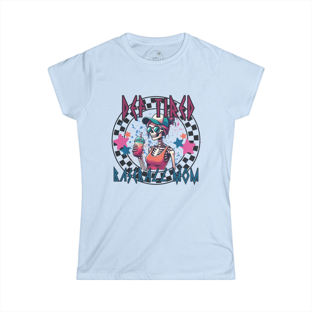 Def Tired Baseball Mom Tee | Checkerboard Punk Aesthetic