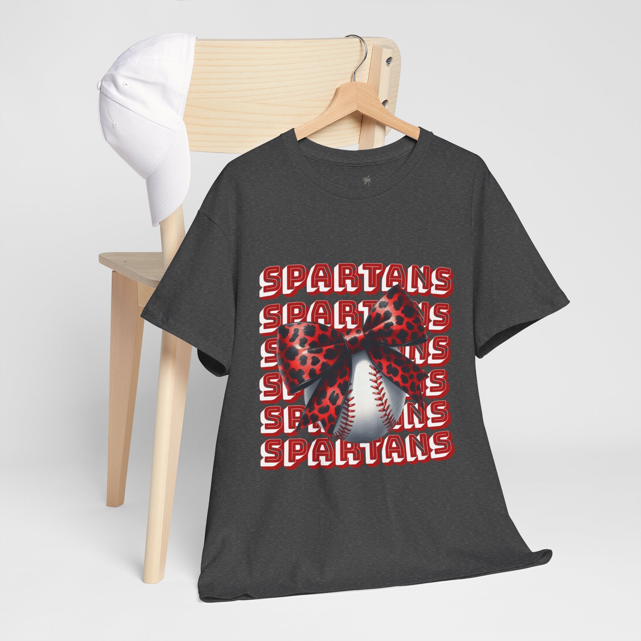 Spartans Leopard Bow Baseball Tee | Sports Team Graphic Shirt