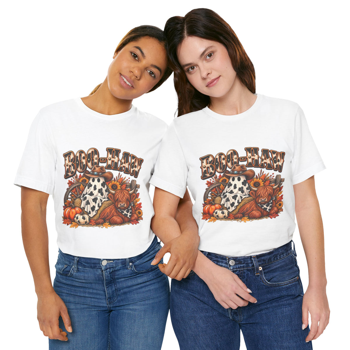 Boo-Haw Halloween T-Shirt  Western Ghost Cowgirl Tee, Fall Pumpkin Patch Shirt, Funny Country Halloween Graphic Tee