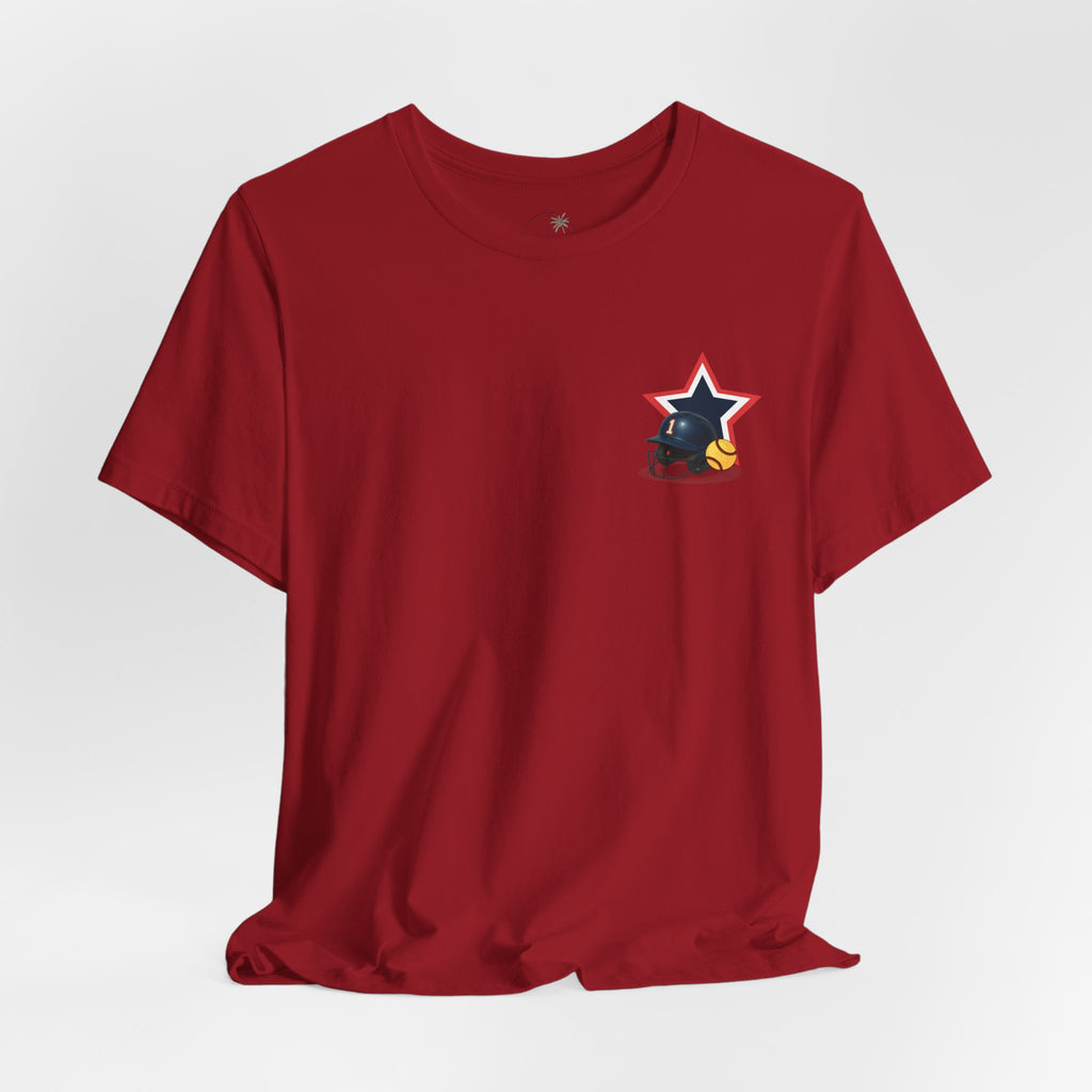 My Favorite Player Calls Me Mom Softball T-Shirt | Proud Softball Mom Tee | Game Day Shirt | Sports Mom Gift with Pocket Design