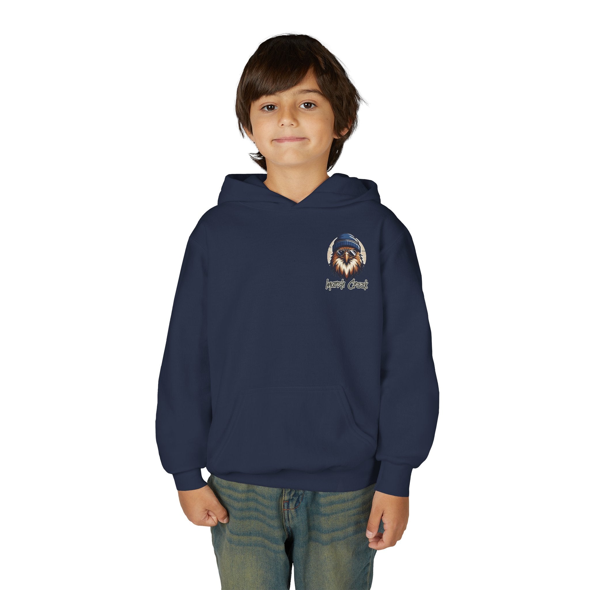 Hawks Nest Eagle Beanie Illustration Hoodie | Youth Hooded Sweatshirt