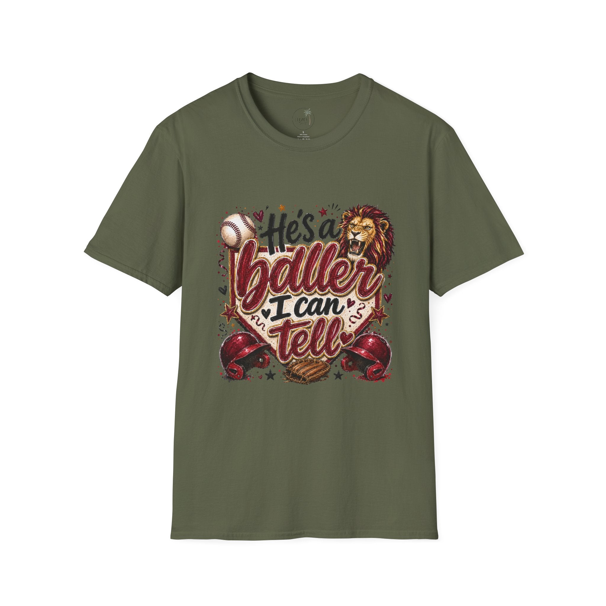 He's a Baller Lion baseball T-Shirt | Sports graphic tee