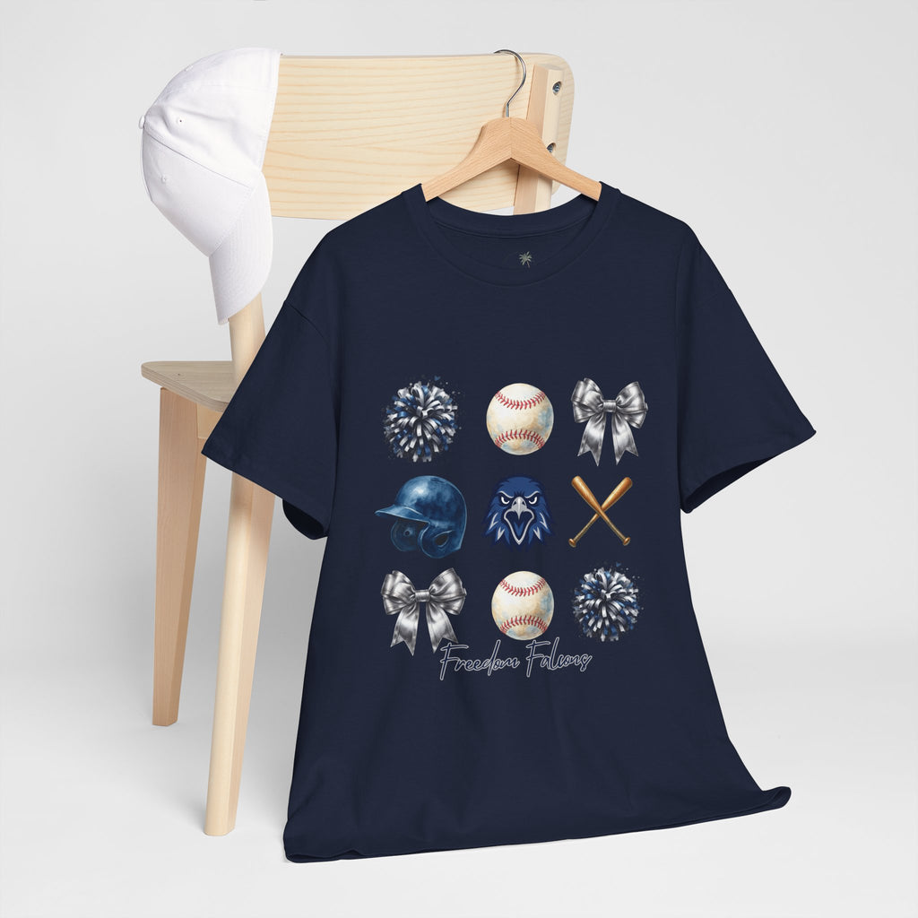 Freedom Falcon Baseball Icons Tee | Helmet, Bat, Ball,