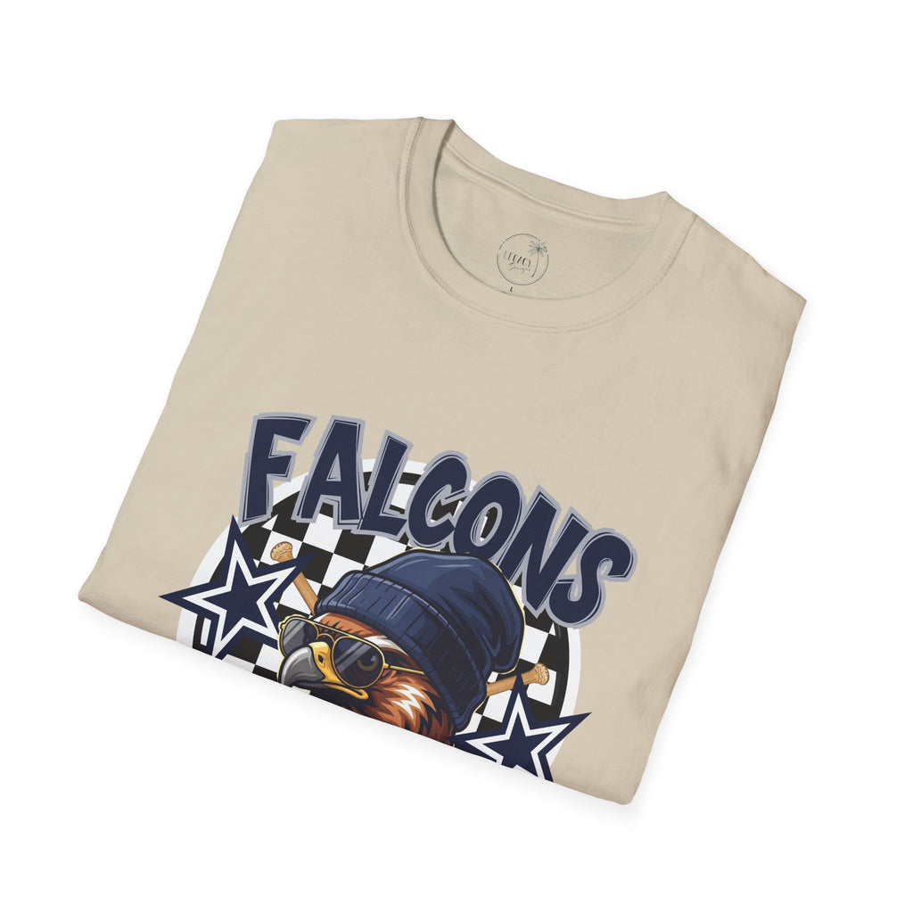 Falcons Eagle Baseball T-Shirt | Checkerboard Stars, Bat Helmet Sports Design