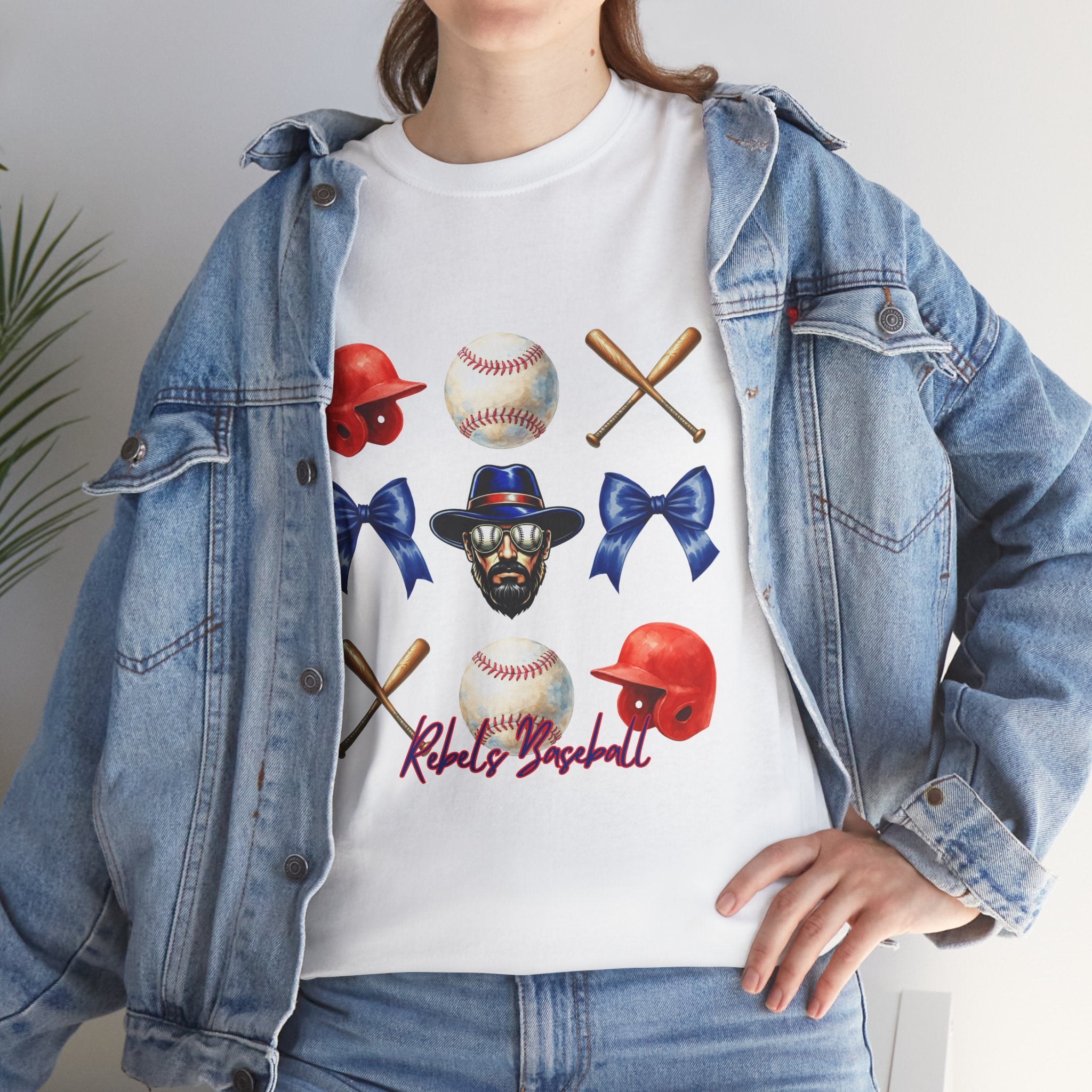 Rebels Baseball Helmet & Bats T-Shirt | Baseball Icons, Bow, Player Portrait