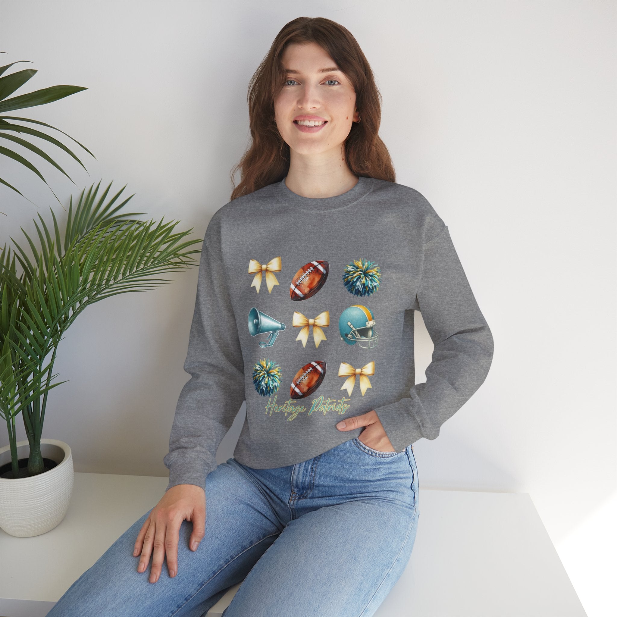 Football Cheer Icons Sweatshirt | Helmet, Pom-Poms, Megaphone