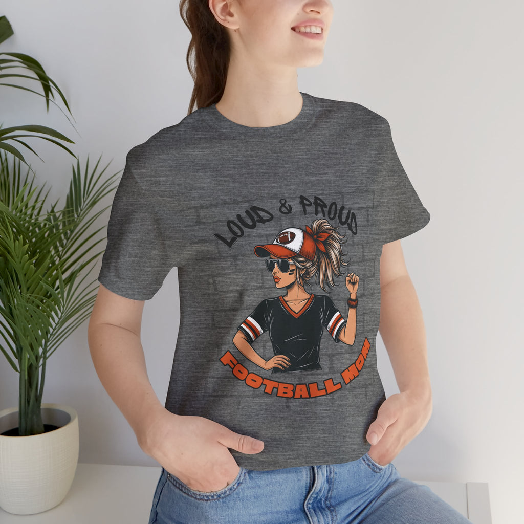 Loud & Proud Football Mom Shirt Game Day Tee for Sports Moms and Parents Support Your Player Graphic T-Shirt Game Day Outfit