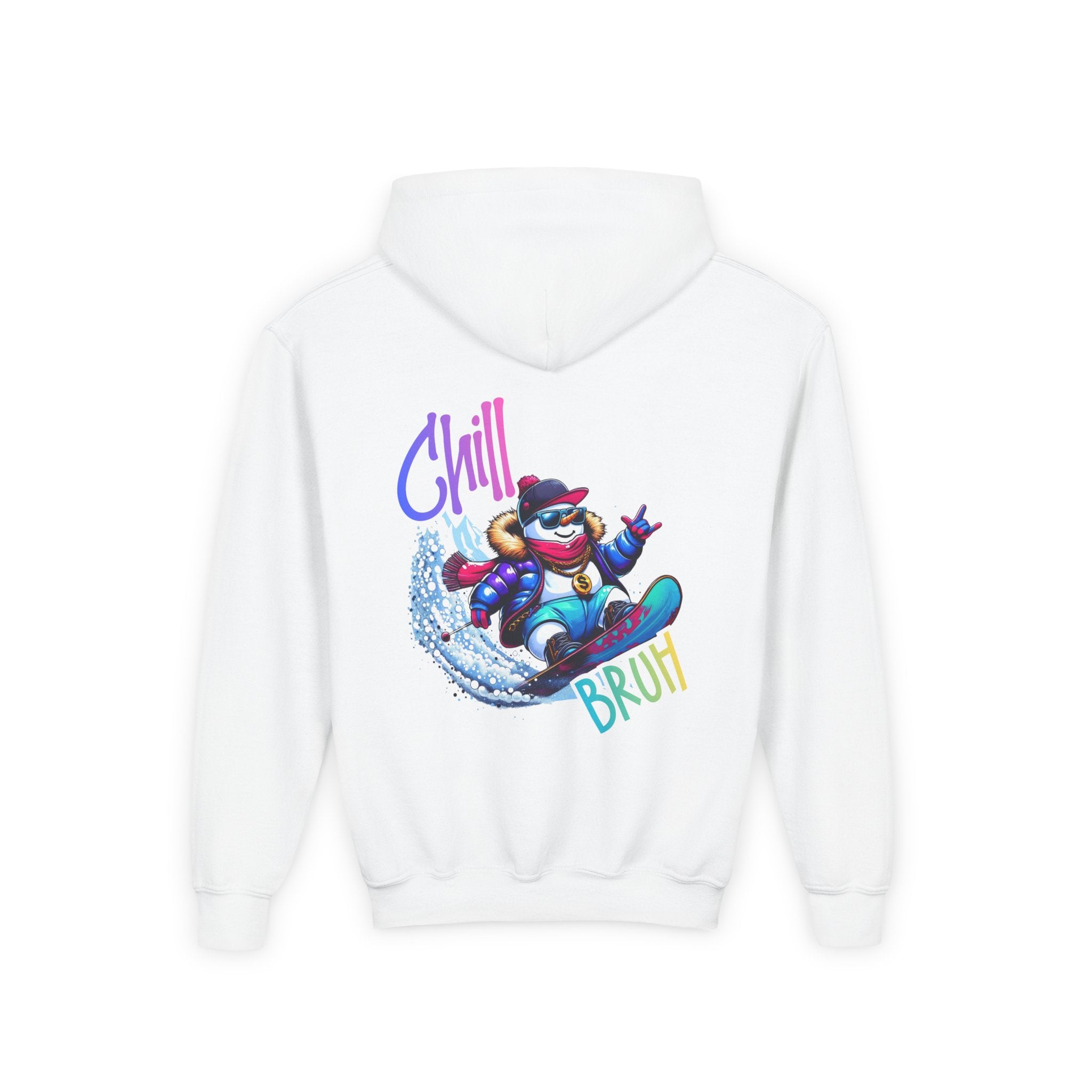 Chill Bruh Snowboarding Character Hoodie | Youth Hooded Sweatshirt