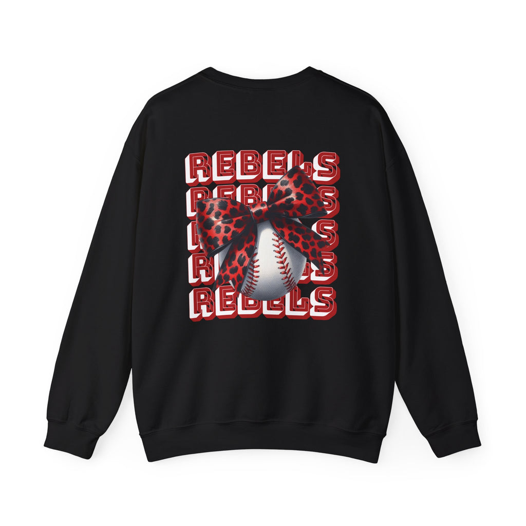 Rebels Leopard Bow Crewneck Sweatshirt | Baseball Graphic