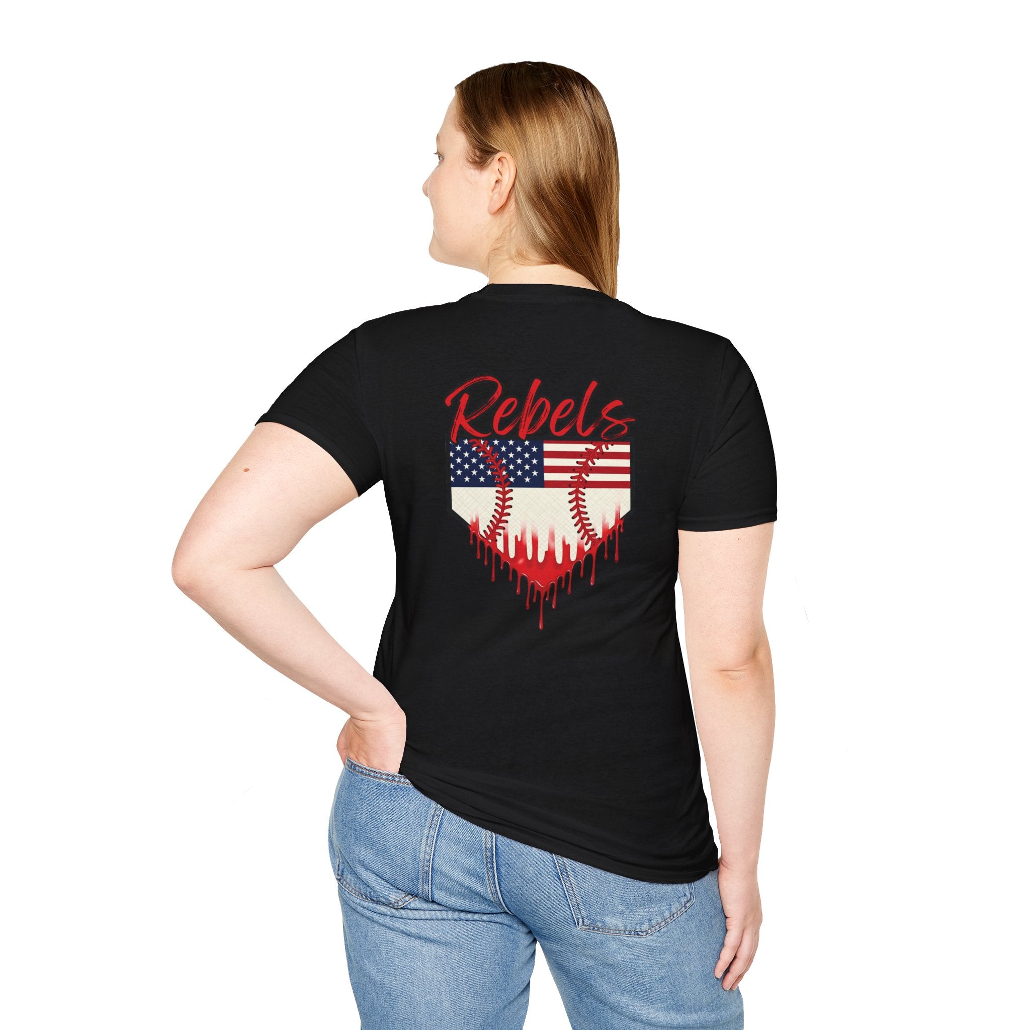 Rebels American Flag Baseball T-Shirt |American Flag Home Plate Drip Design