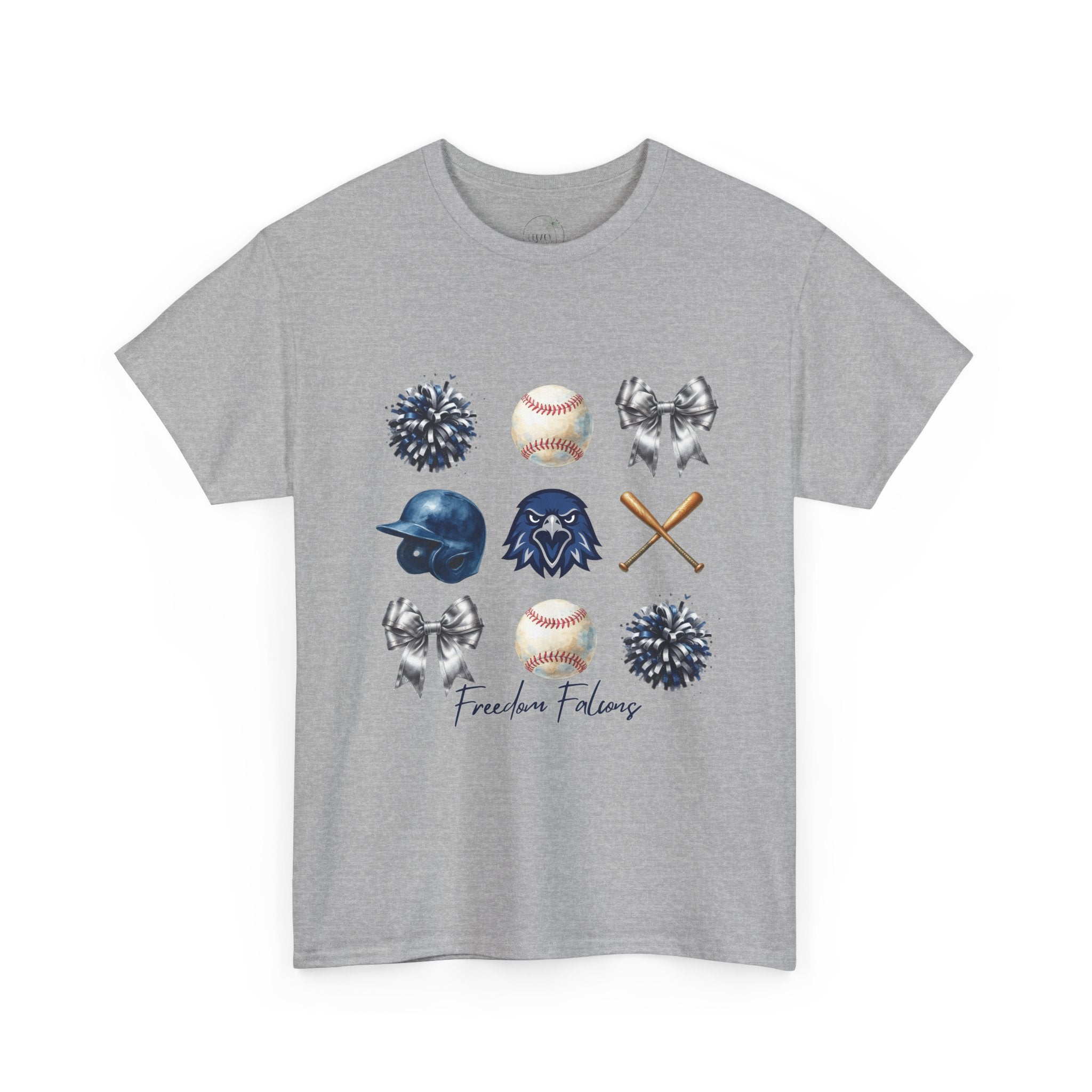 Freedom Falcon Baseball Icons Tee | Helmet, Bat, Ball,
