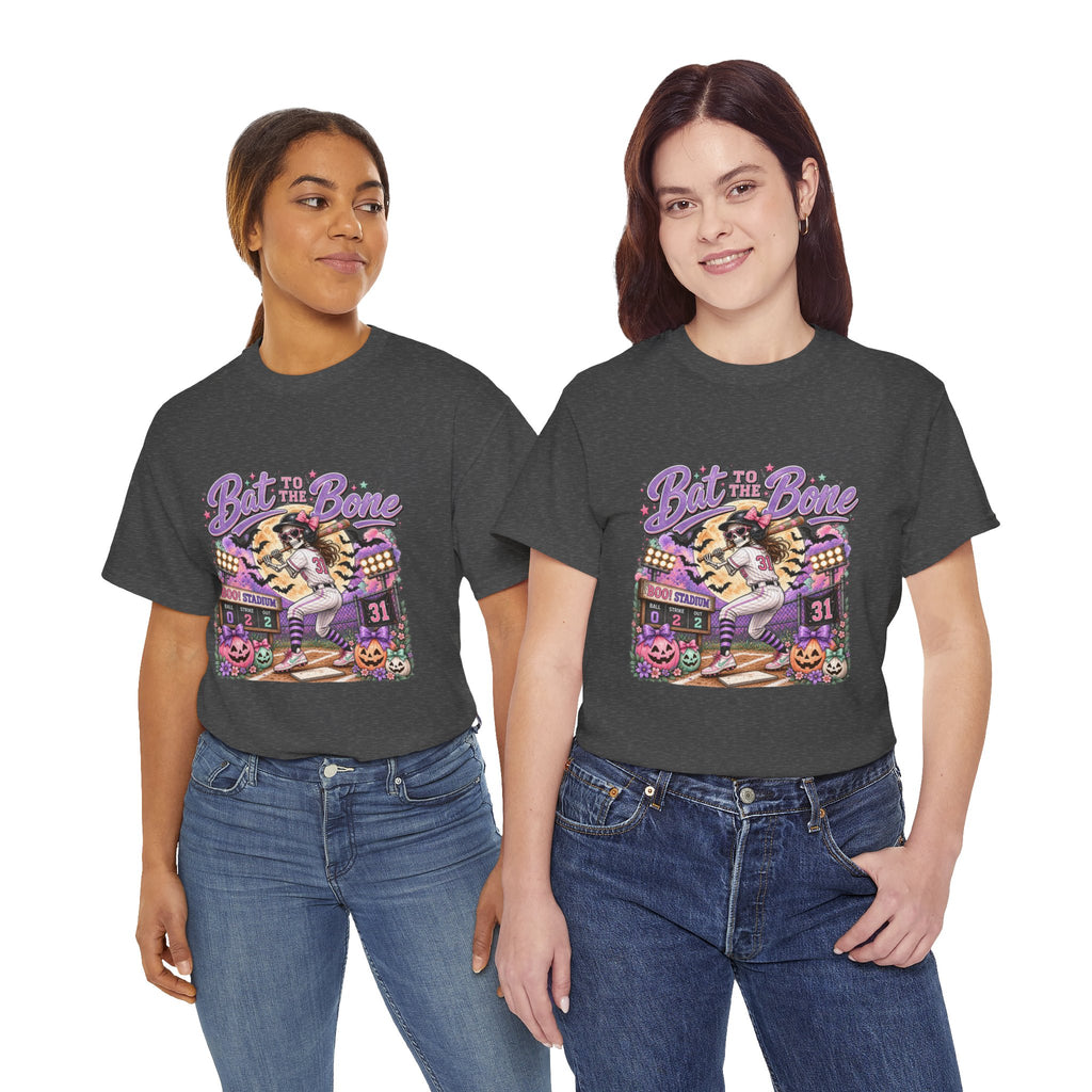 Bat to the Bone Halloween Softball Tee | Vintage Pumpkins
