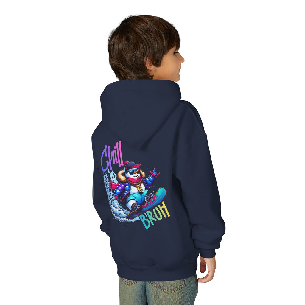 Chill Bruh Snowboarding Character Hoodie | Youth Hooded Sweatshirt
