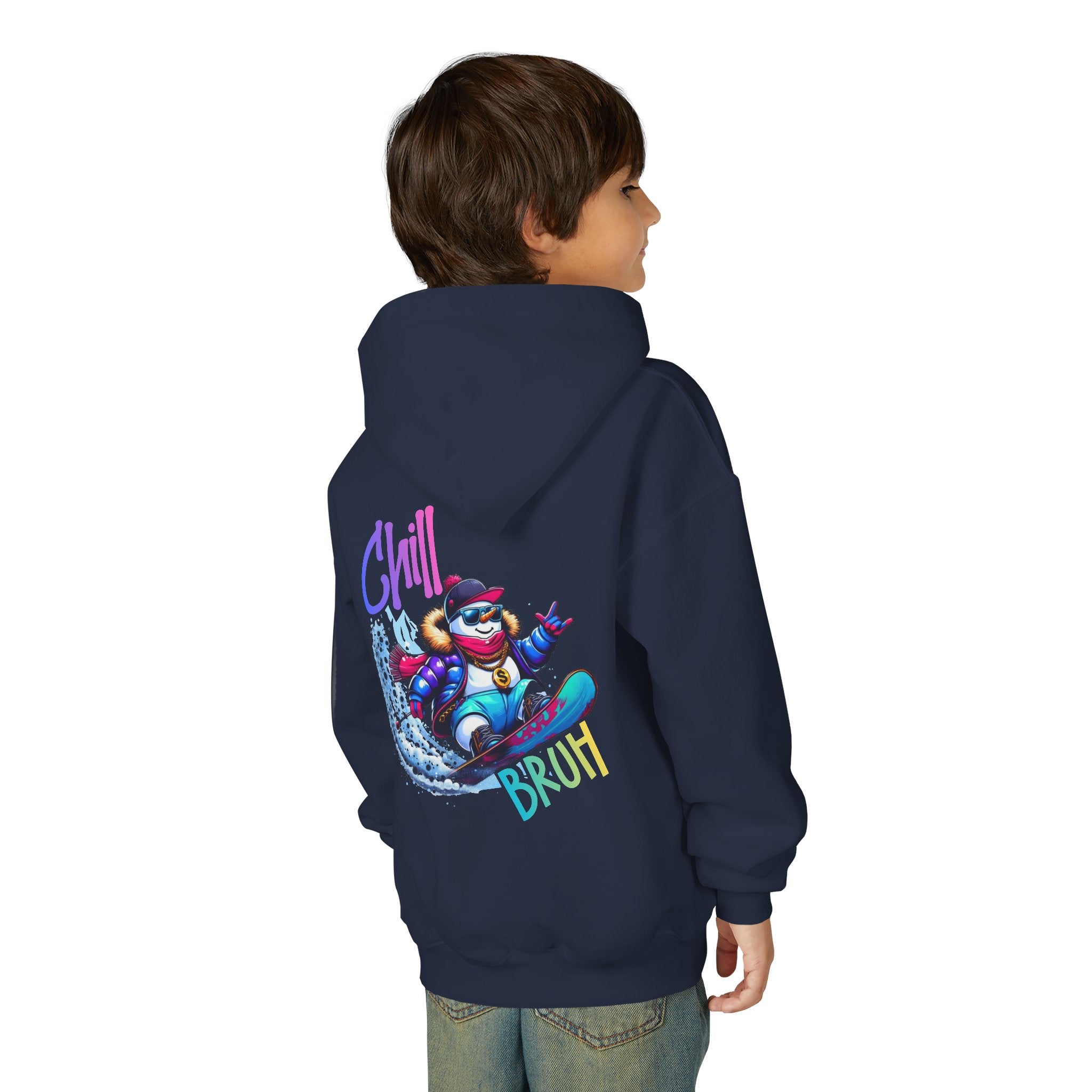 Chill Bruh Snowboarding Character Hoodie | Youth Hooded Sweatshirt