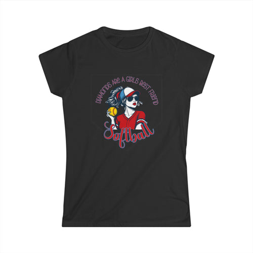 Badass Softball Girl Graphic Tee | Diamonds are a girls best friend Softball Home Plate Design