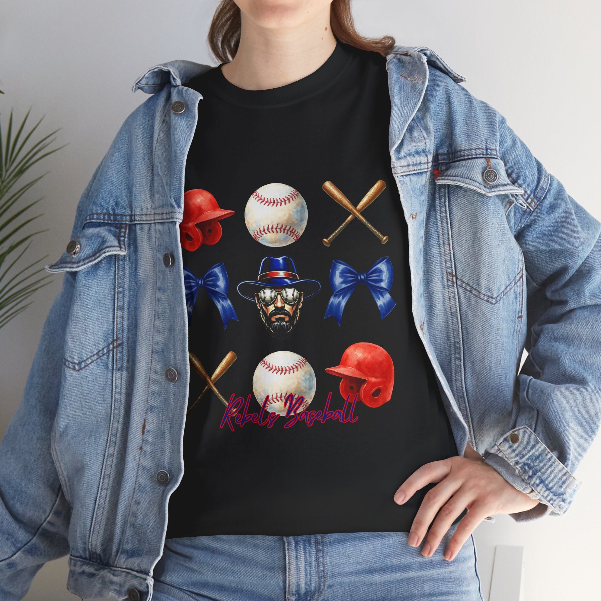 Rebels Baseball Helmet & Bats T-Shirt | Baseball Icons, Bow, Player Portrait