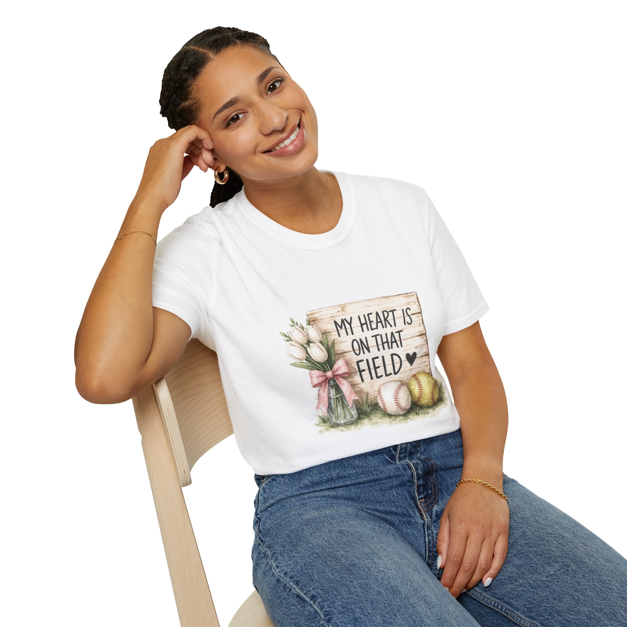 My Heart Is On That Field T-Shirt | Baseball Softball Mom Design