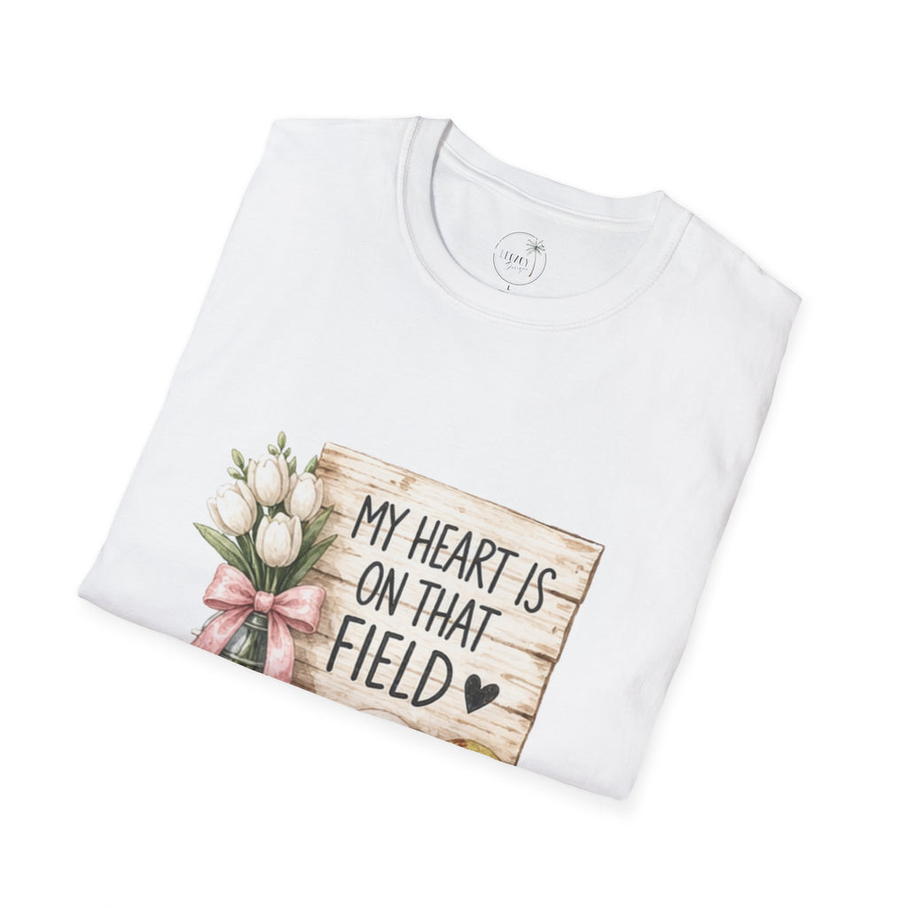 My Heart Is On That Field T-Shirt | Baseball Softball Mom Design