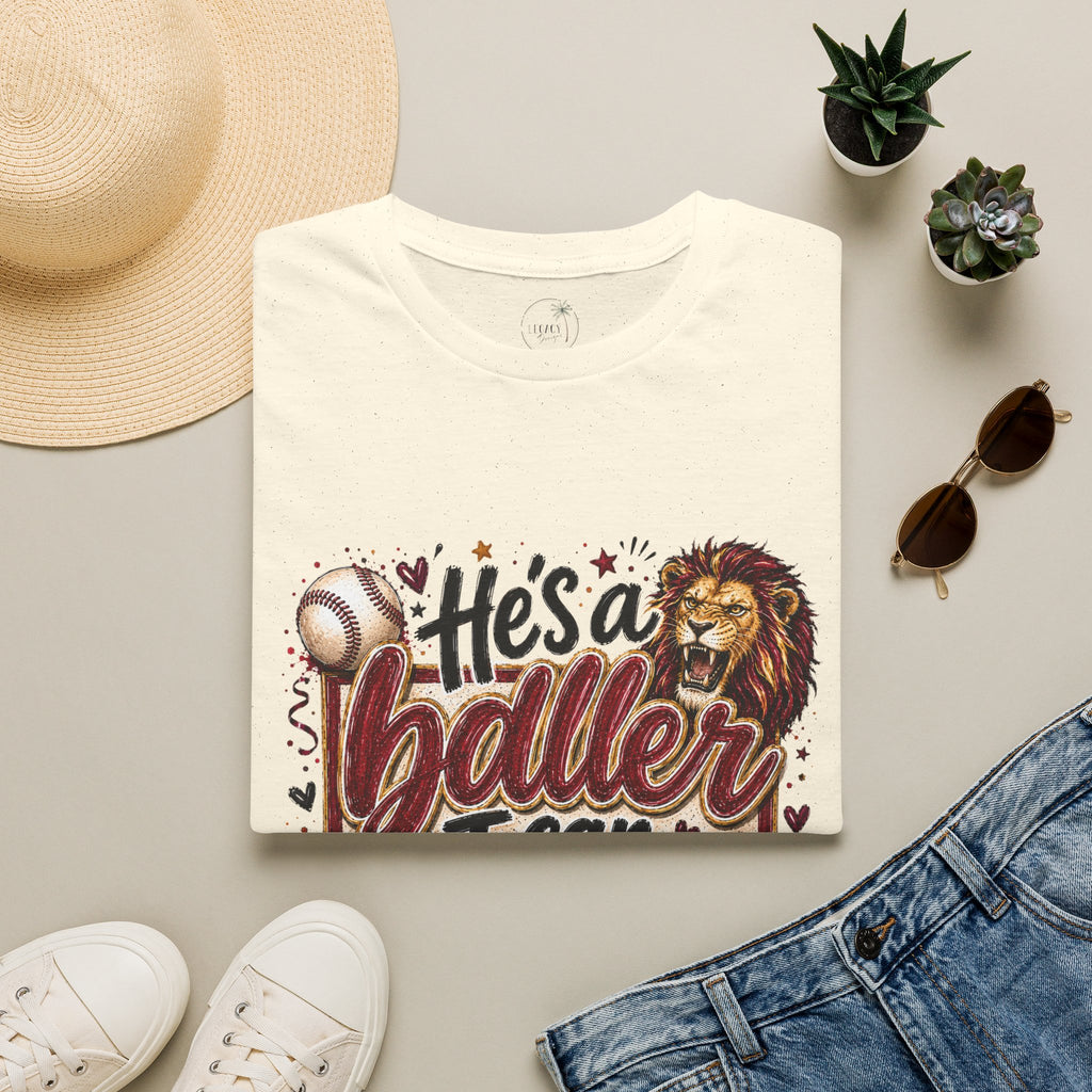 He's a Baller Lion baseball T-Shirt | Sports graphic tee