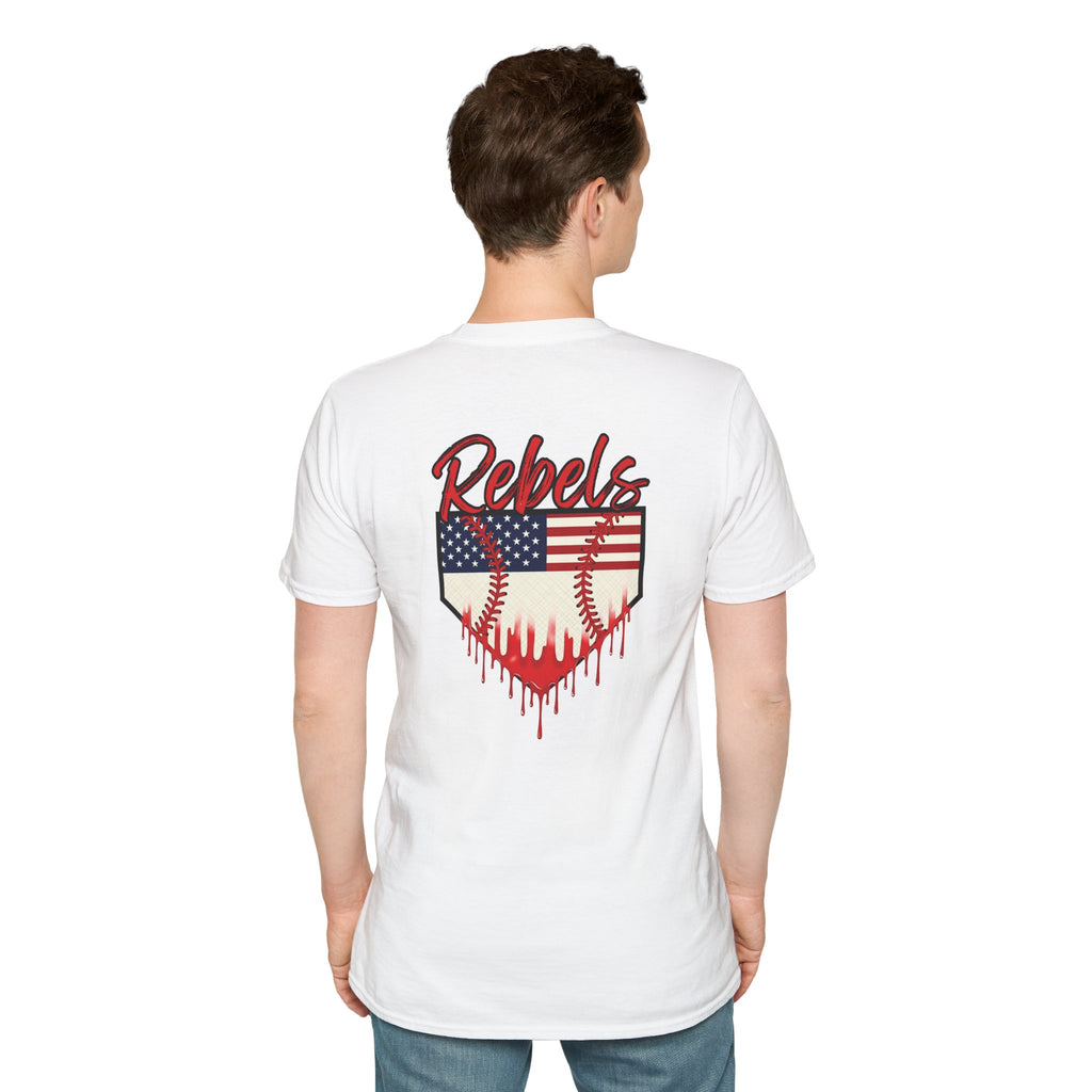 Rebels American Flag Baseball T-Shirt |American Flag Home Plate Drip Design