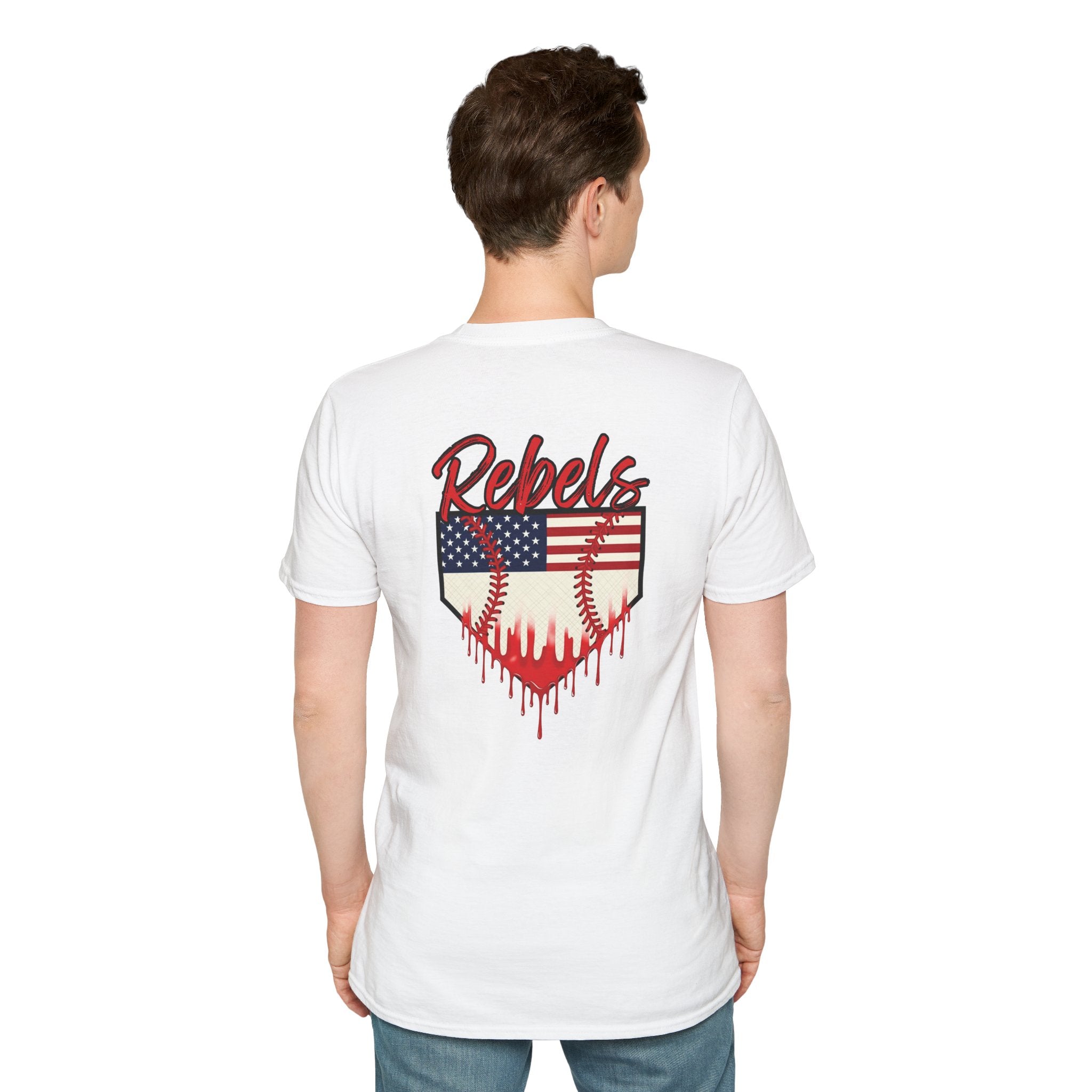 Rebels American Flag Baseball T-Shirt |American Flag Home Plate Drip Design