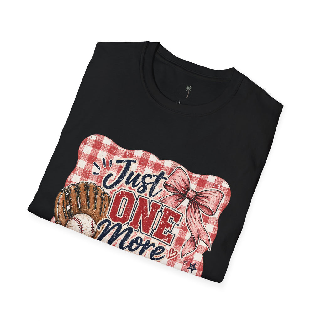 Preppy Travel Baseball Mom Shirt, Just One More Tournament Tee, Cute Girly Sports Mom Graphic, Game Day Outfit Shirt, Bow Baseball Tee