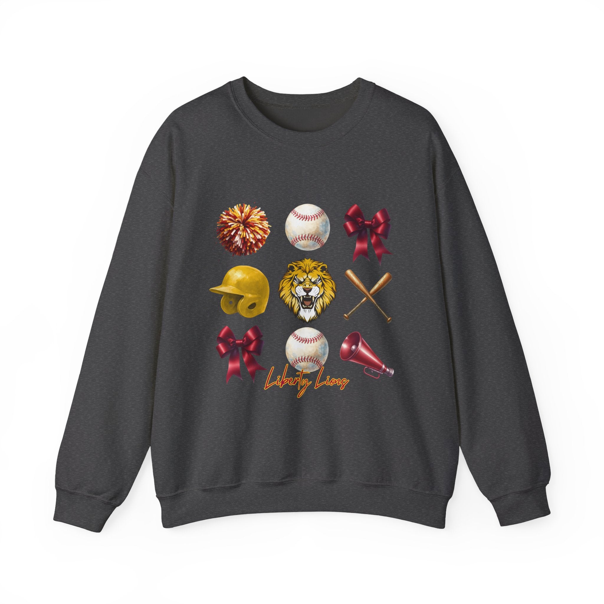 Liberty Lions baseball icons Sweatshirt | lion helmet bats bow pom pom