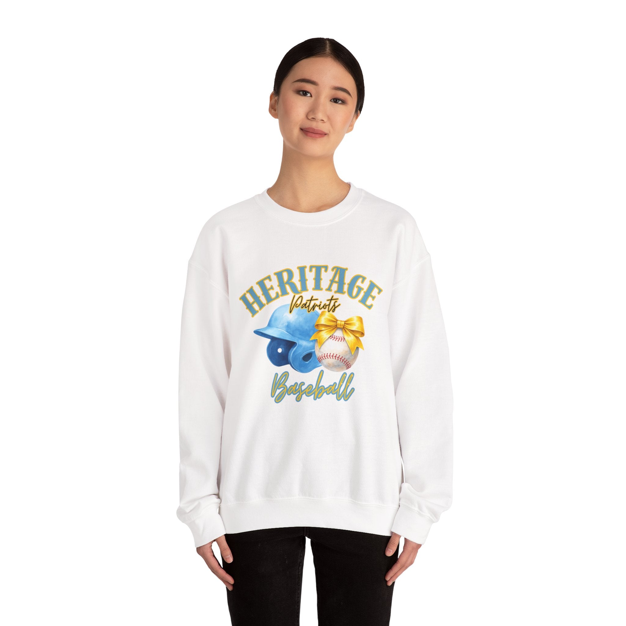 Heritage Patriots Baseball Crewneck Sweatshirt | Helmet, Ball, Bow