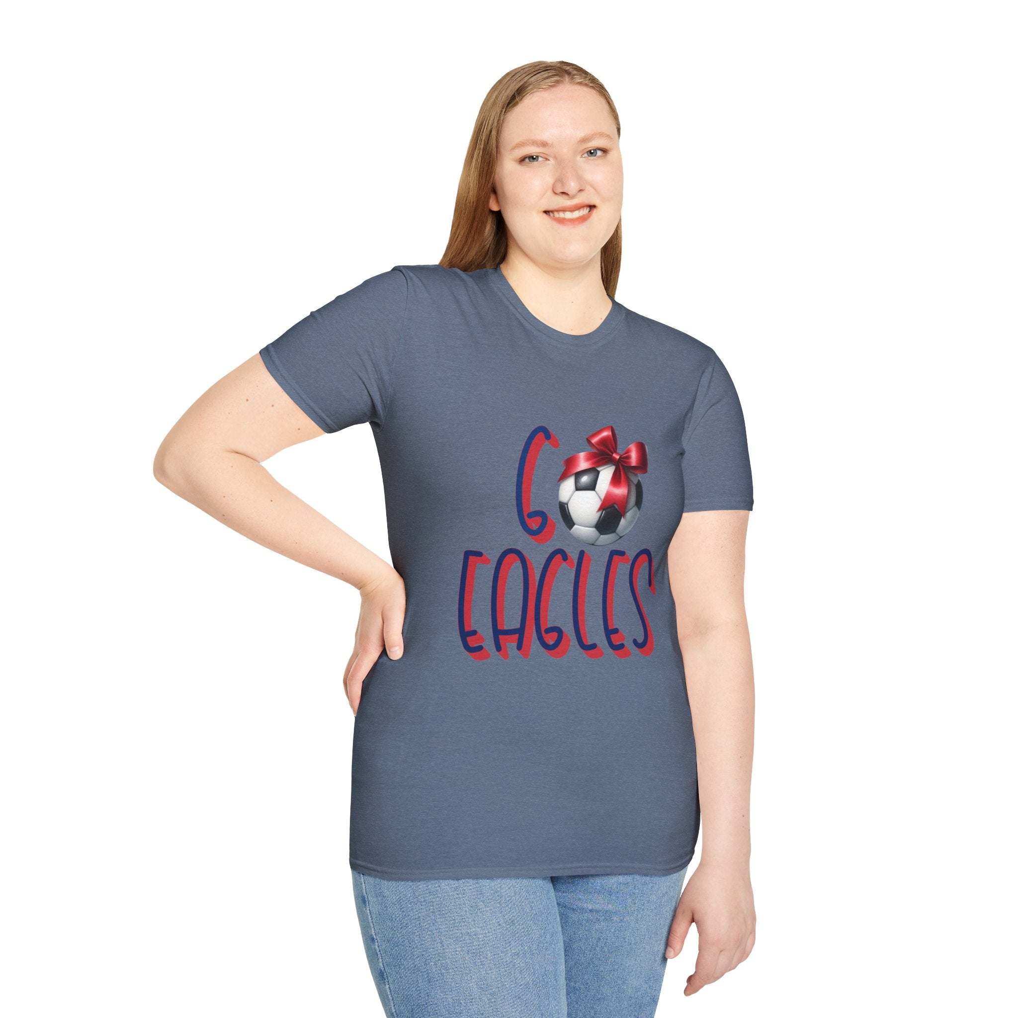 Eagles Soccer Ball Graphic T-Shirt | Red Blue Script