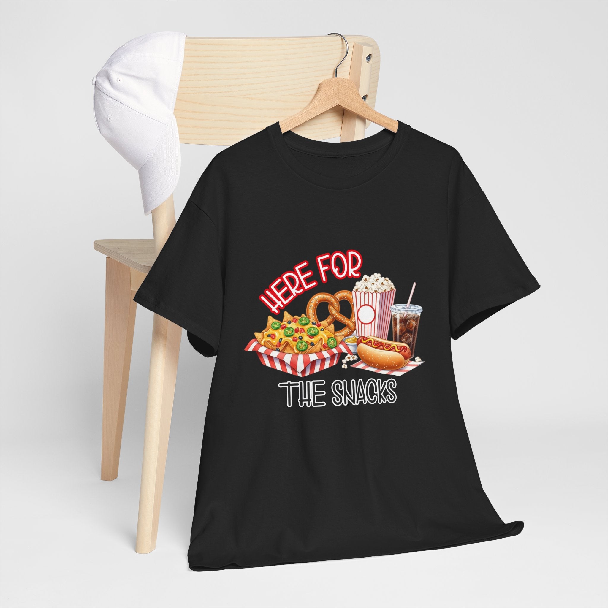 Here For The Snacks T-Shirt |Ballpark Snacks Nachos Popcorn Pretzel Soda
