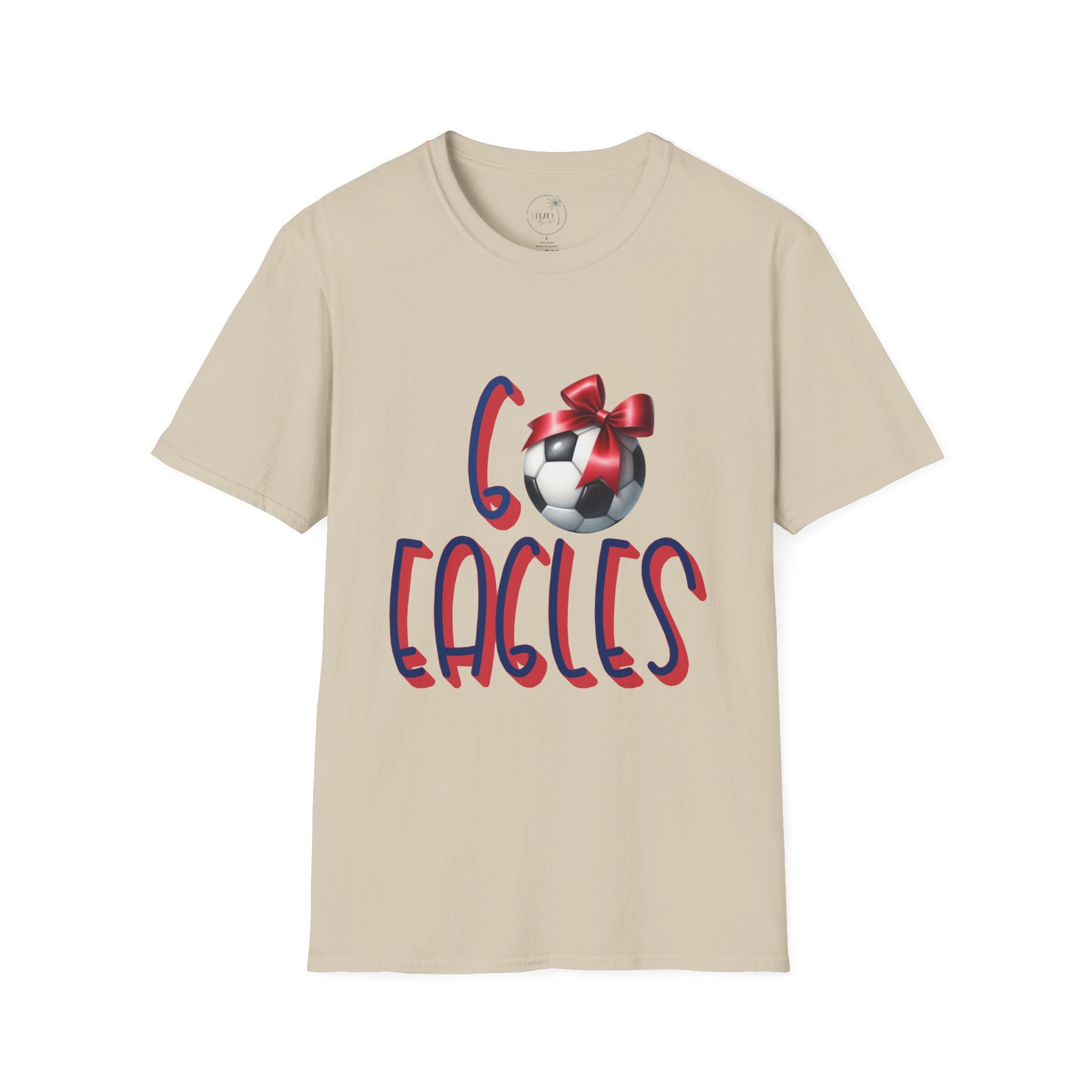 Eagles Soccer Ball Graphic T-Shirt | Red Blue Script