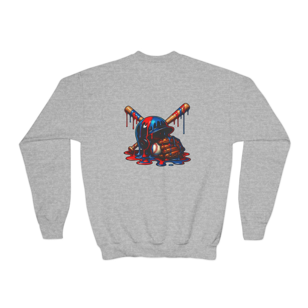 Drip Baseball Helmet Youth Sweatshirt | Drip Graphic, Sports Skull