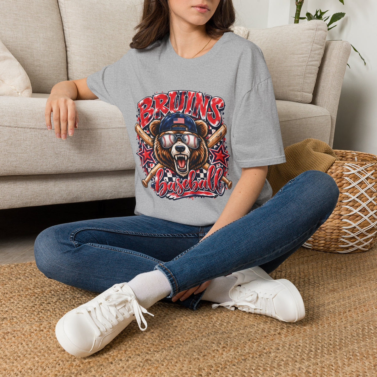 Bruins Baseball Bear T-Shirt | Vintage Helmet, Crossed Bats
