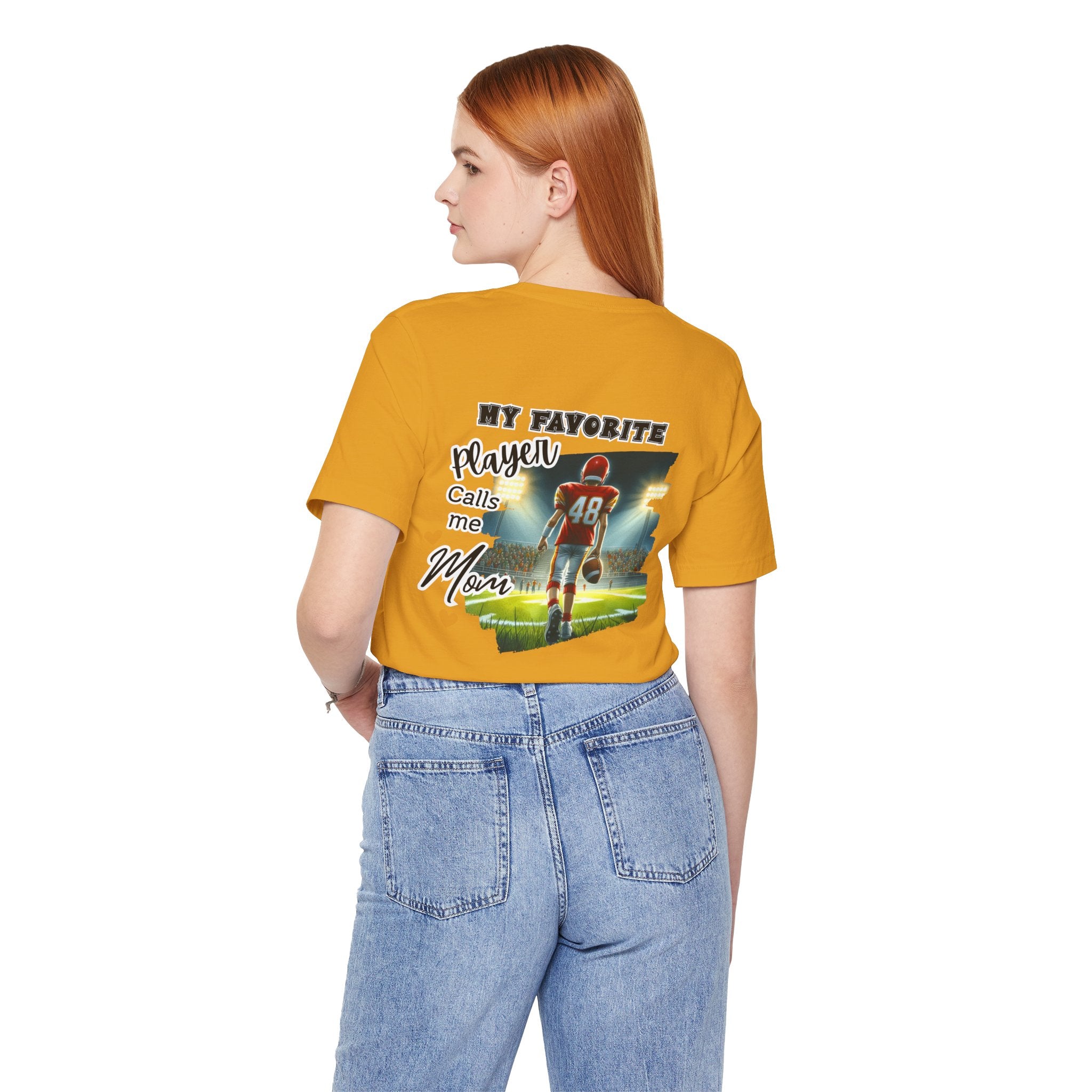 My Favorite Player Calls Me Mom Football T-Shirt | Proud Football Mom Tee | Game Day Shirt for Moms | Sports Mom Gift