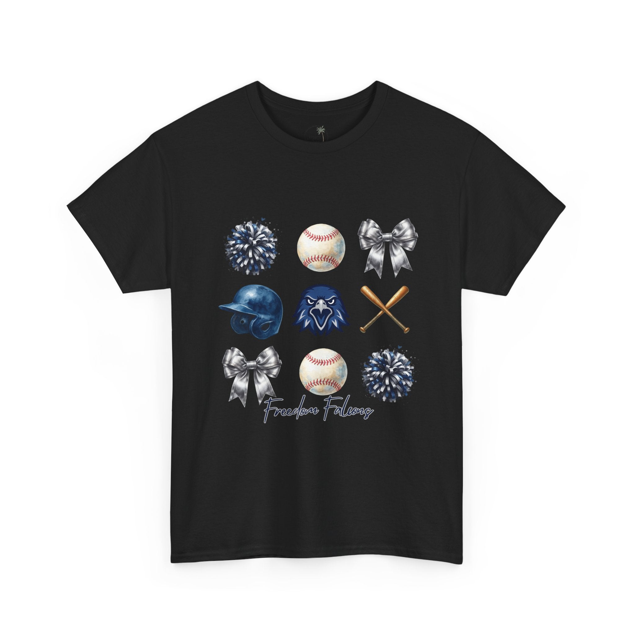 Freedom Falcon Baseball Icons Tee | Helmet, Bat, Ball,