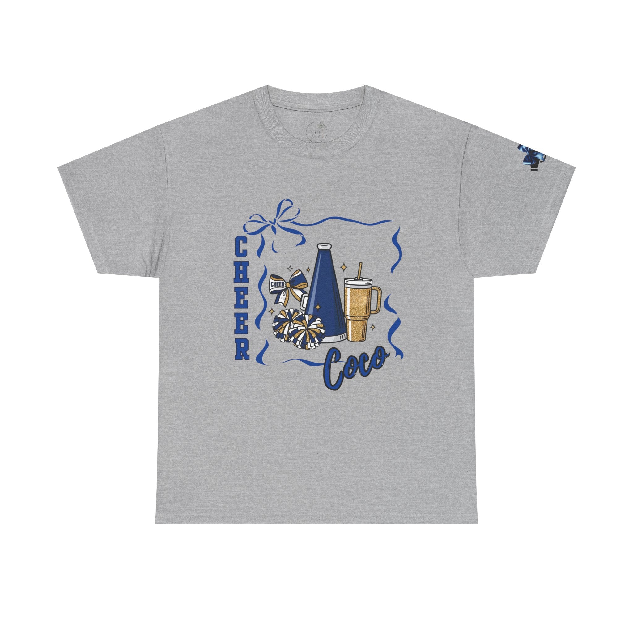 Cheer Coco T-Shirt | Megaphone, Pom Poms, Coffee Cup Cheerleader Tee