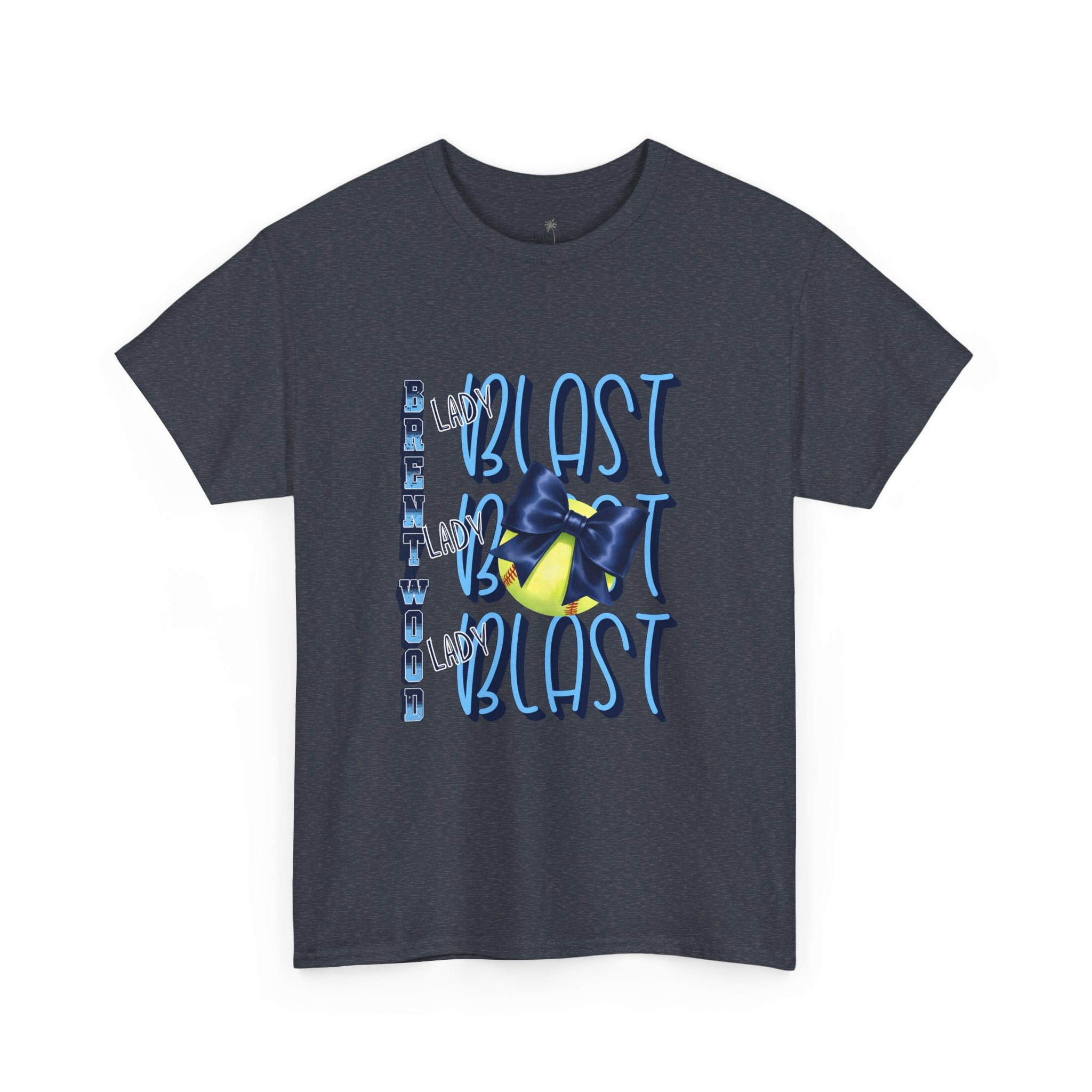 Brentwood Blast Softball Graphic Tee | Retro Camera Illustration, Blue Yellow Typography
