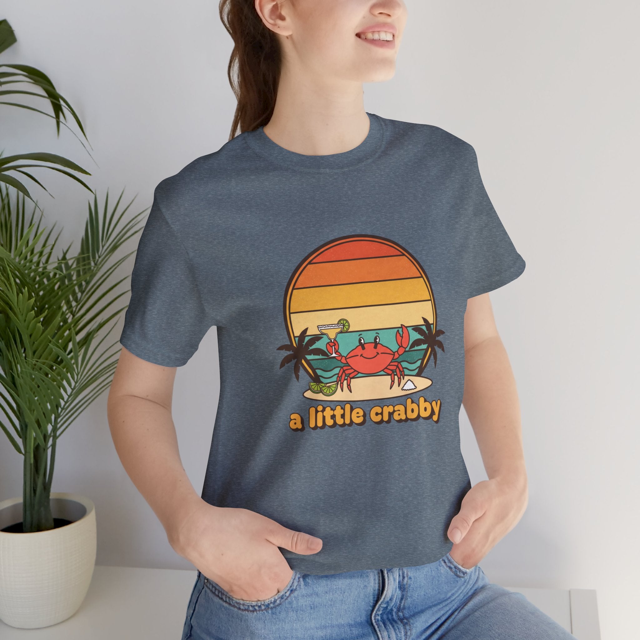 A Little Crabby Crab Sunset T-Shirt | Beach Palm Illustration
