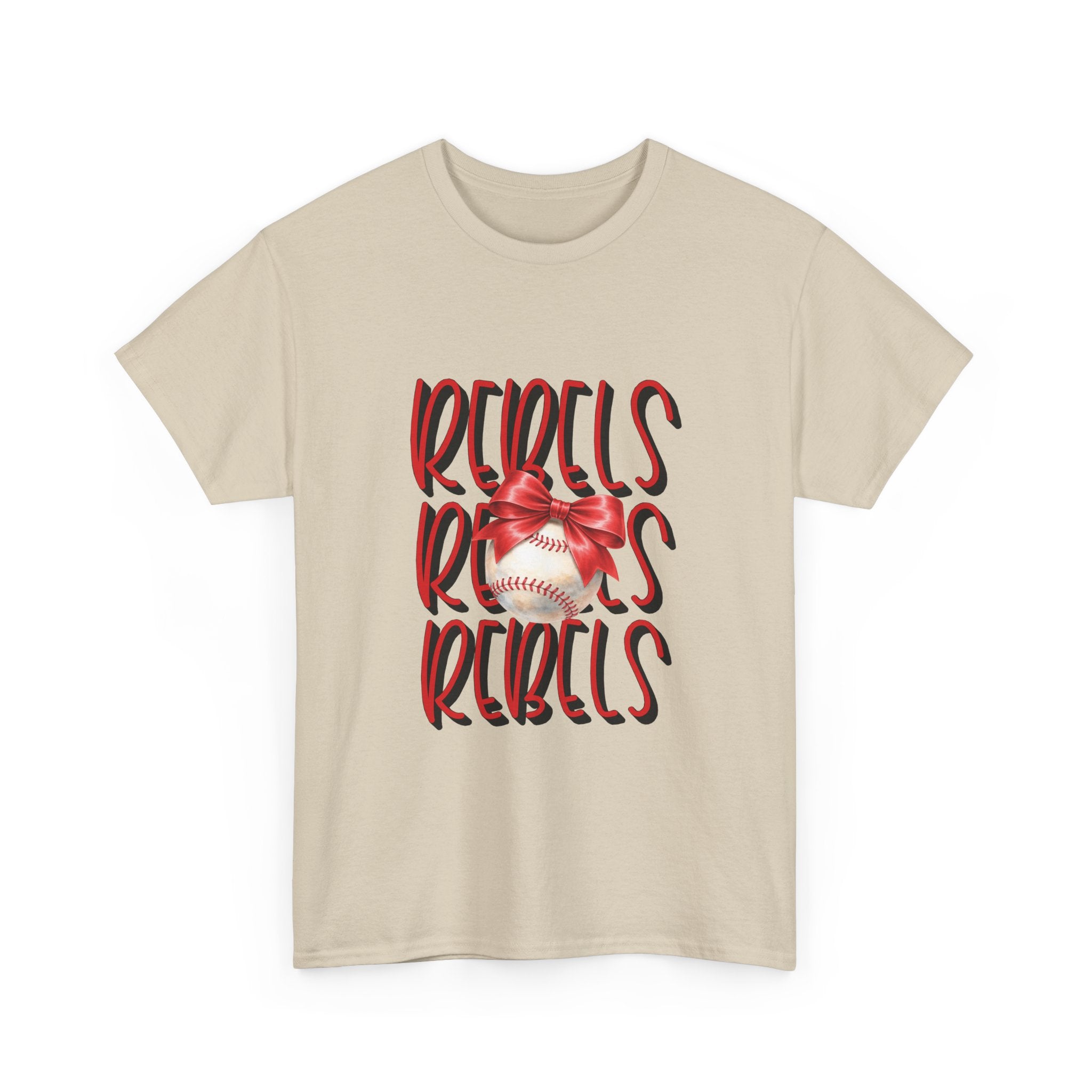 Rebels Baseball Graphic Tee | Script Lettering, Baseball with Bow