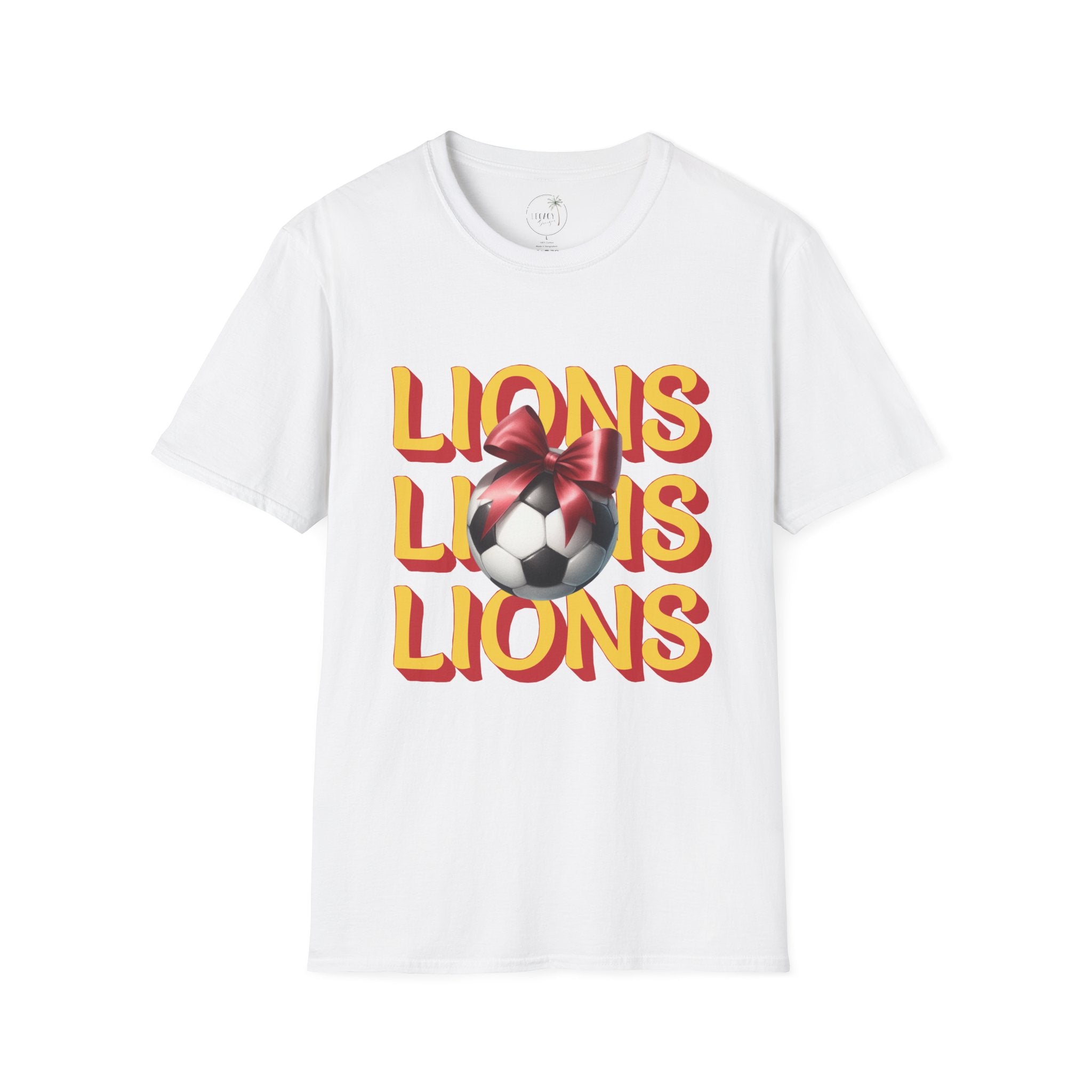 Liberty Lions Soccer Graphic Tee — Retro Lions Bow Soccer Ball Design
