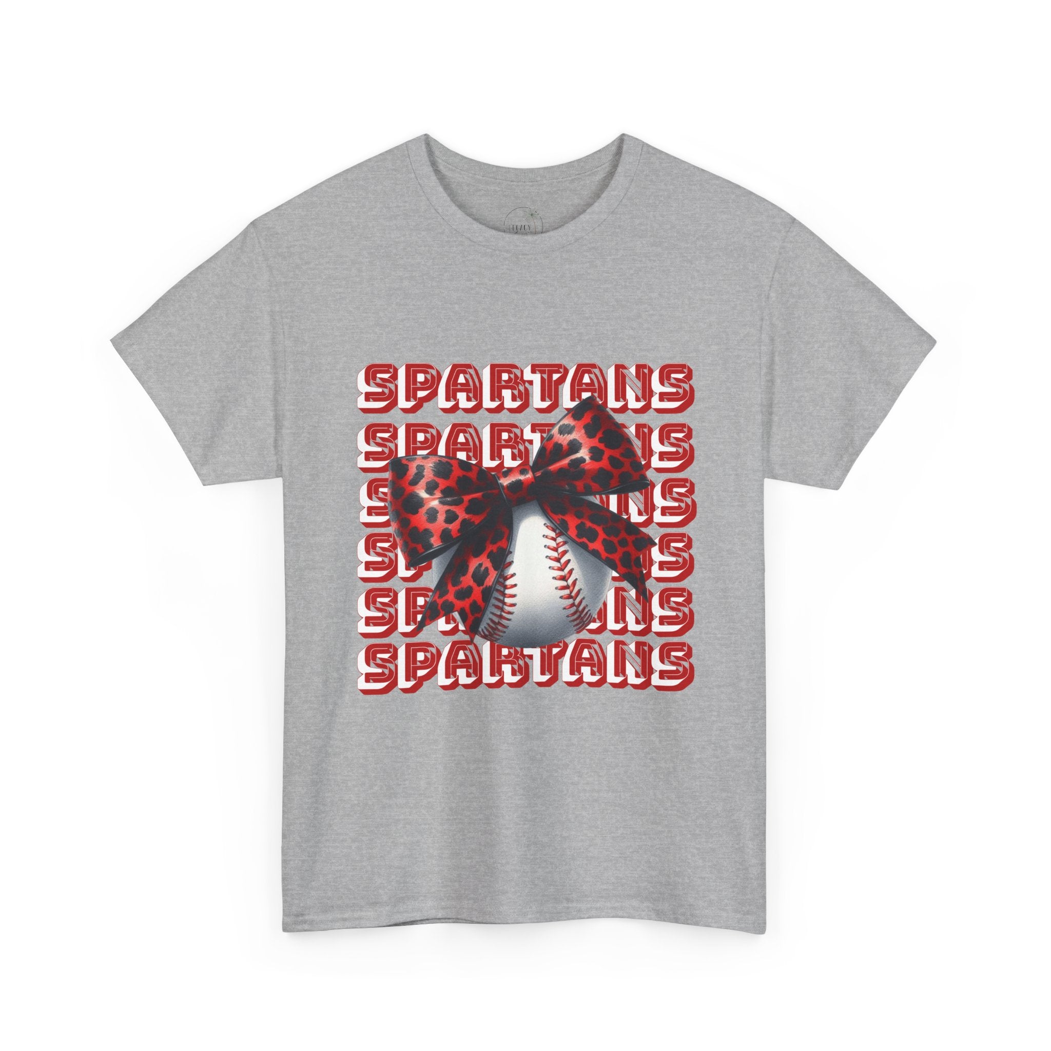 Spartans Leopard Bow Baseball Tee | Sports Team Graphic Shirt