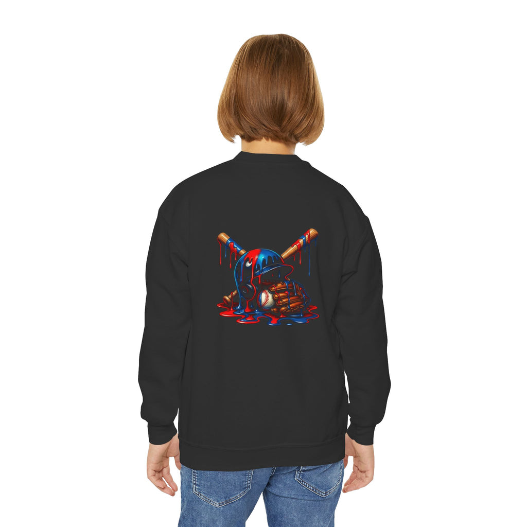 Drip Baseball Helmet Youth Sweatshirt | Drip Graphic, Sports Skull