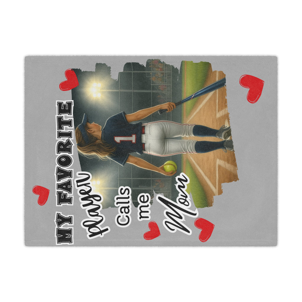 My Favorite Player Calls Me Mom Softball Blanket  Sports Mom Gift, Game Day Throw, Custom Softball Mom Blanket