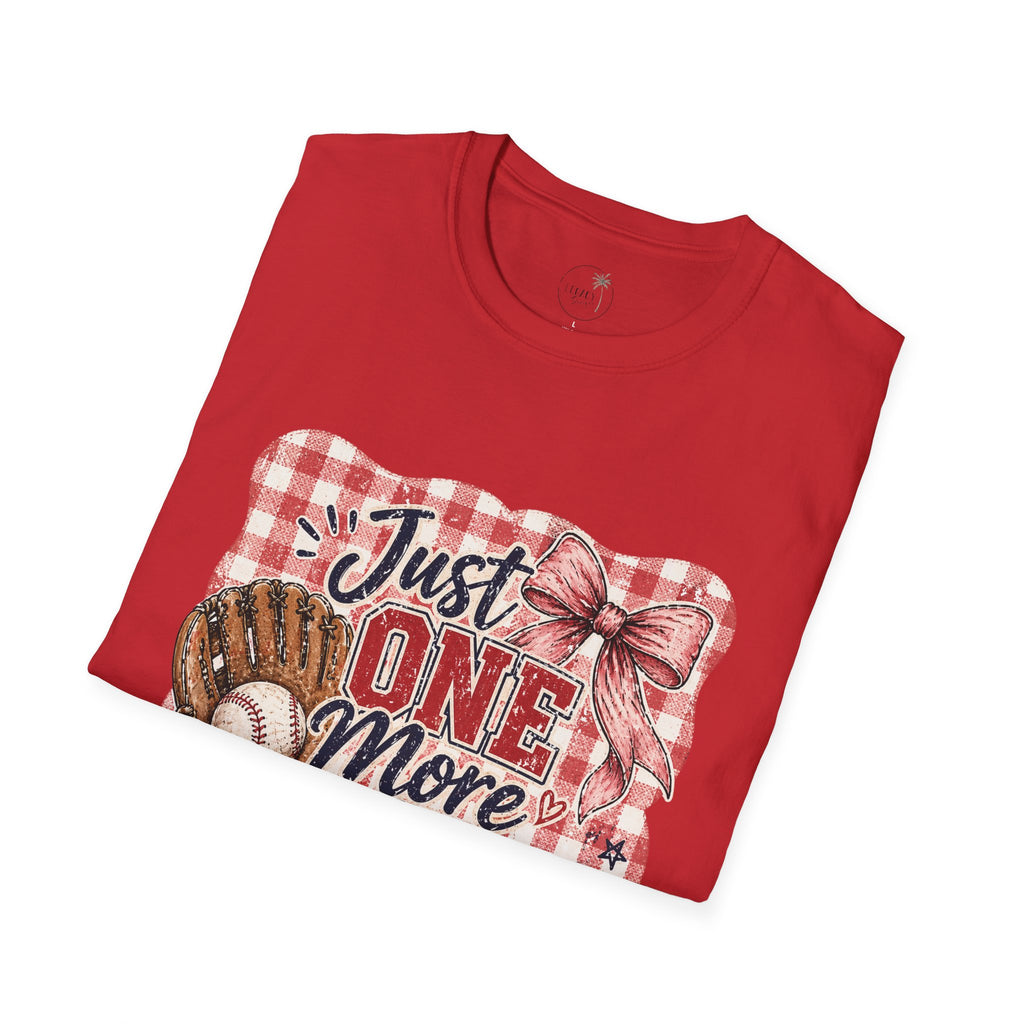 Preppy Travel Baseball Mom Shirt, Just One More Tournament Tee, Cute Girly Sports Mom Graphic, Game Day Outfit Shirt, Bow Baseball Tee