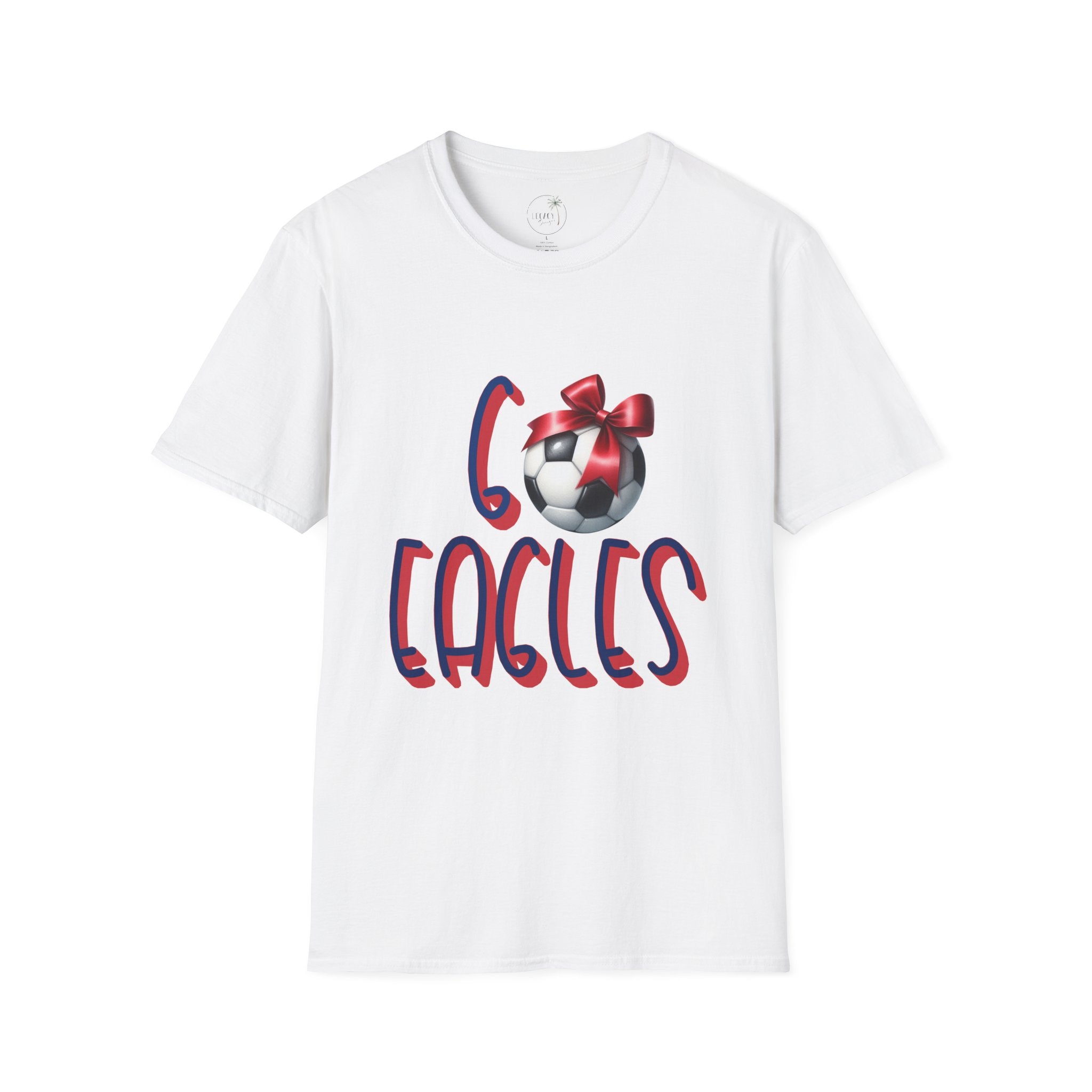 Eagles Soccer Ball Graphic T-Shirt | Red Blue Script