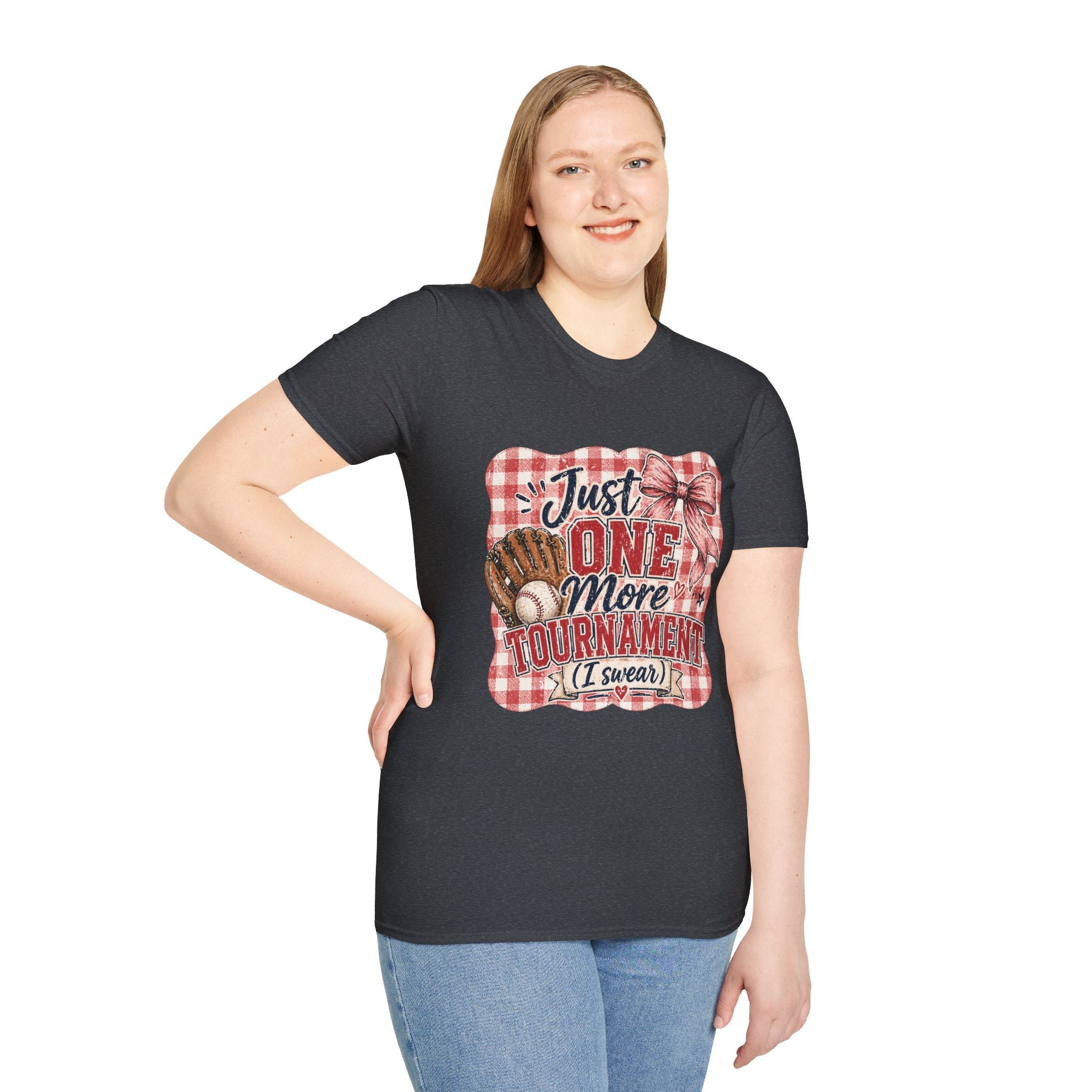 Preppy Travel Baseball Mom Shirt, Just One More Tournament Tee, Cute Girly Sports Mom Graphic, Game Day Outfit Shirt, Bow Baseball Tee