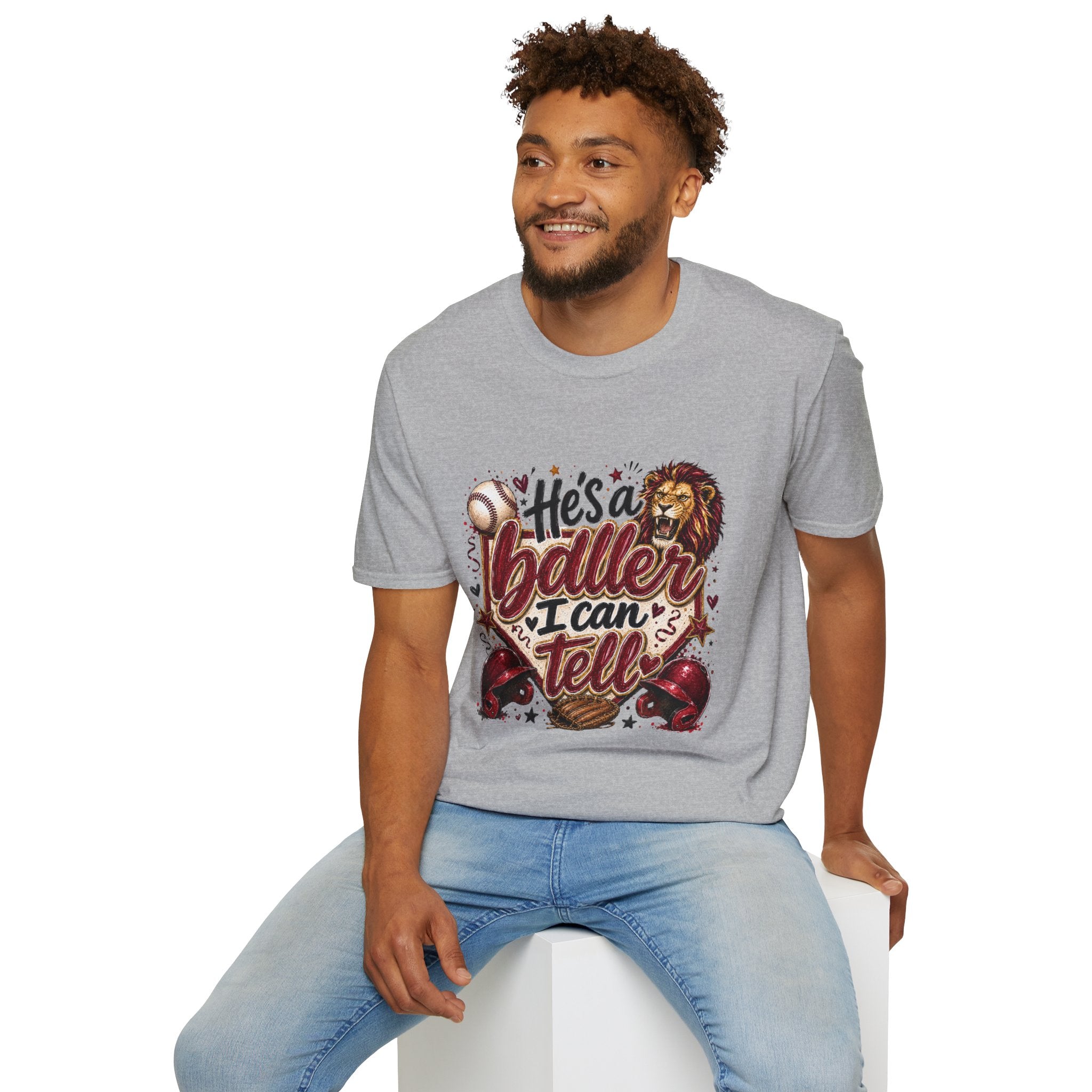 He's a Baller Lion baseball T-Shirt | Sports graphic tee
